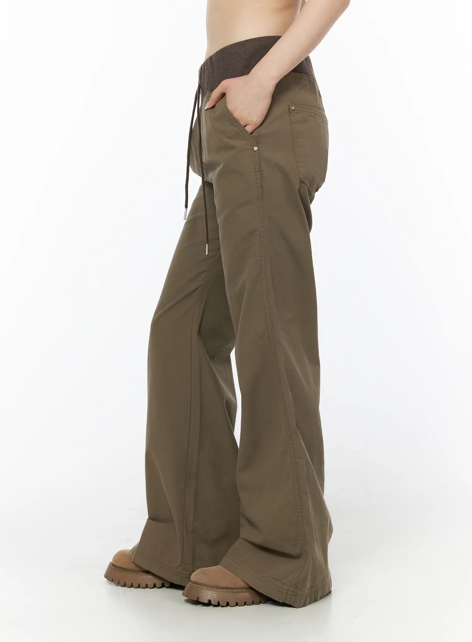High-Waist Bootcut Cotton Pants CU511 - Image 4