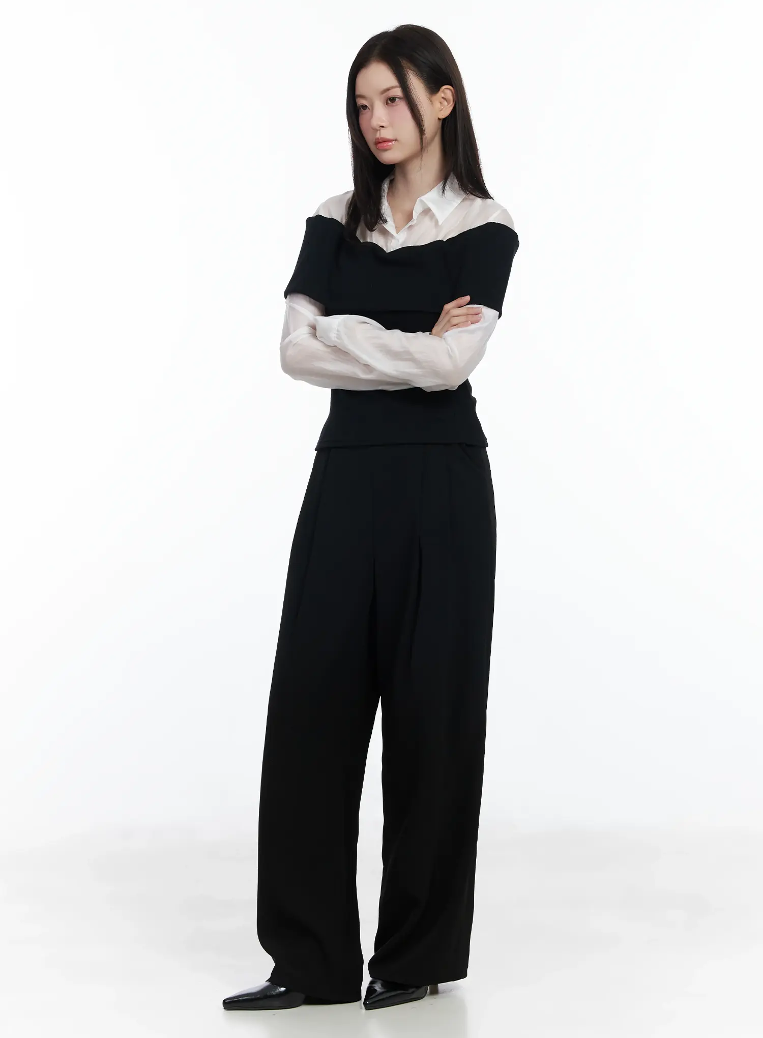 High-Waist Buttoned Wide Leg Trousers IF520 - Image 8