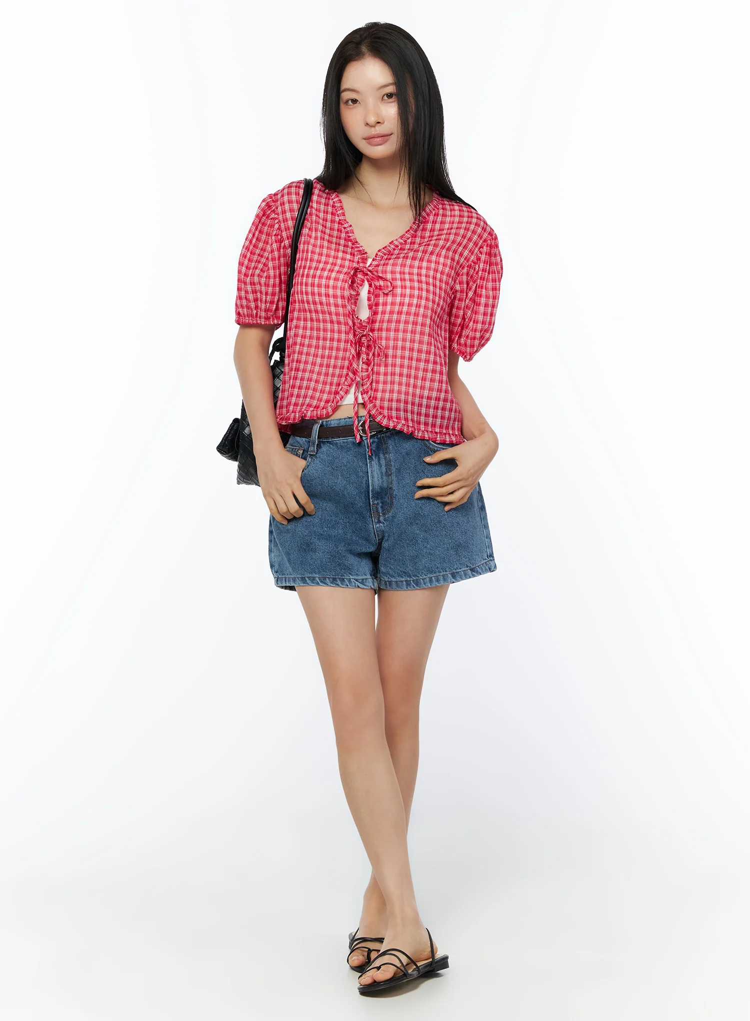 High-Waist Denim Shorts IU519 - Image 2