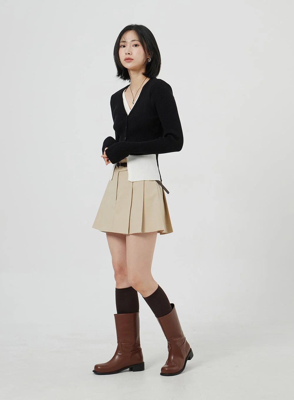 High Waist Pleated Mini Skirt OM306 - Image 2