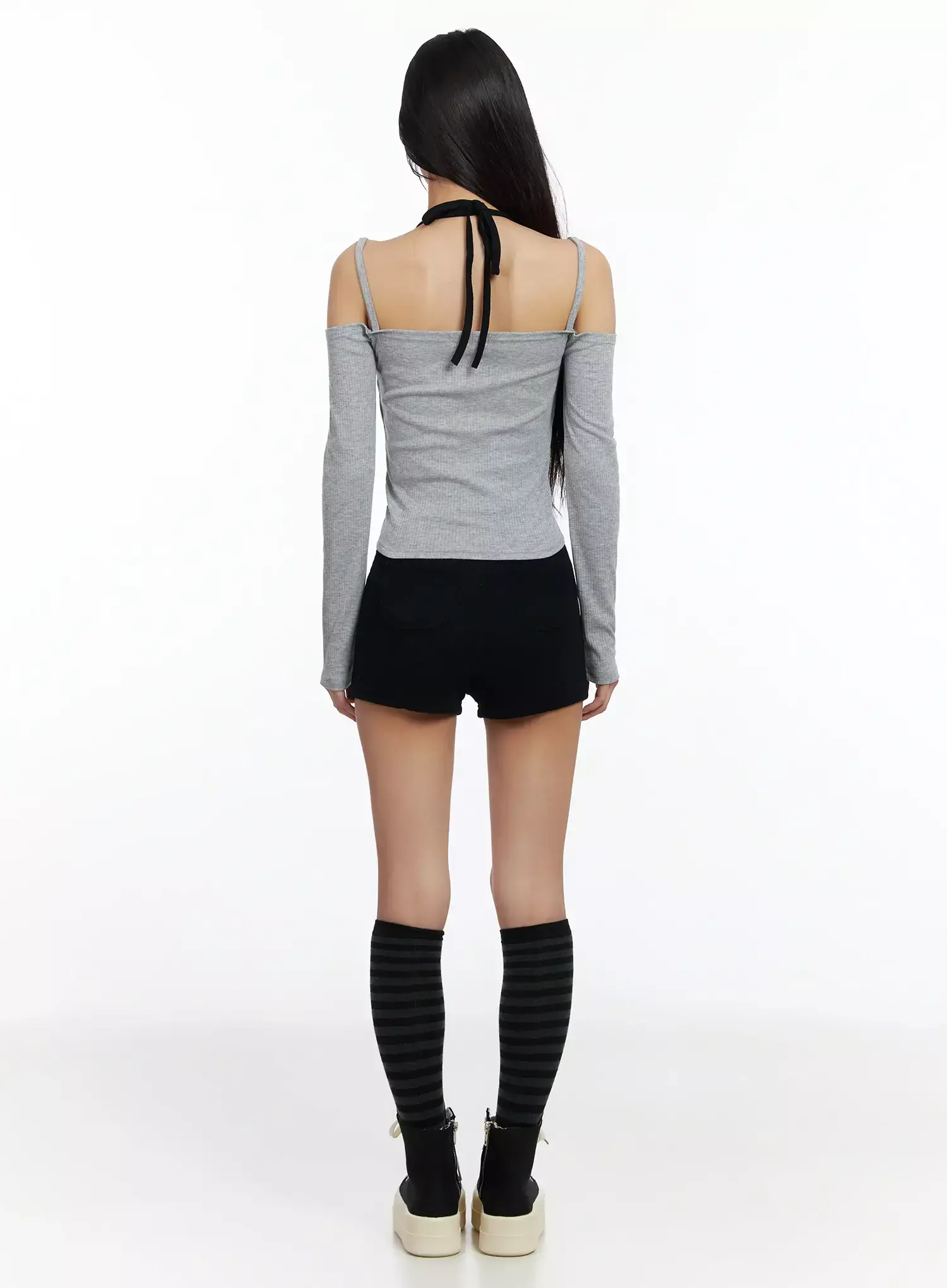 High-Waist Ribbed Shorts IA508 - Image 10