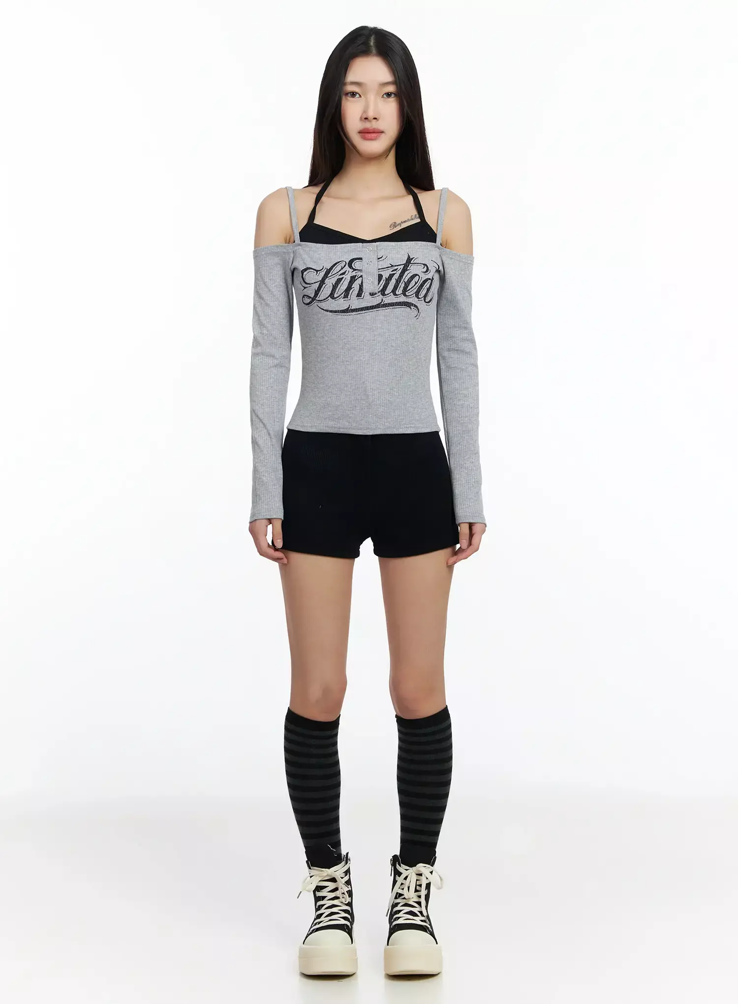 High-Waist Ribbed Shorts IA508 - Image 8