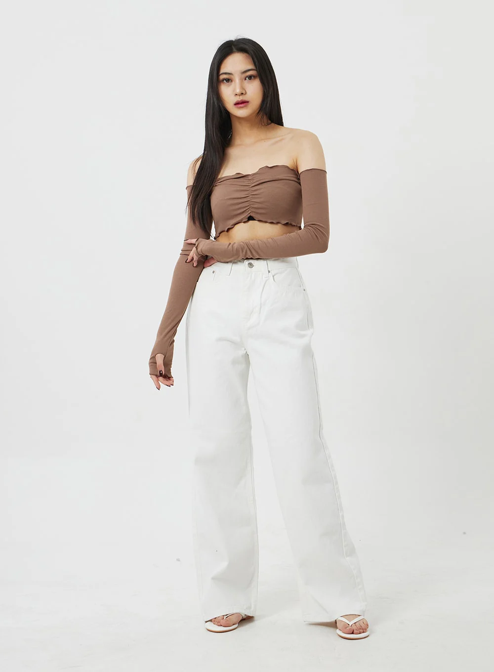 High Waist White Pants BF323 - Image 2