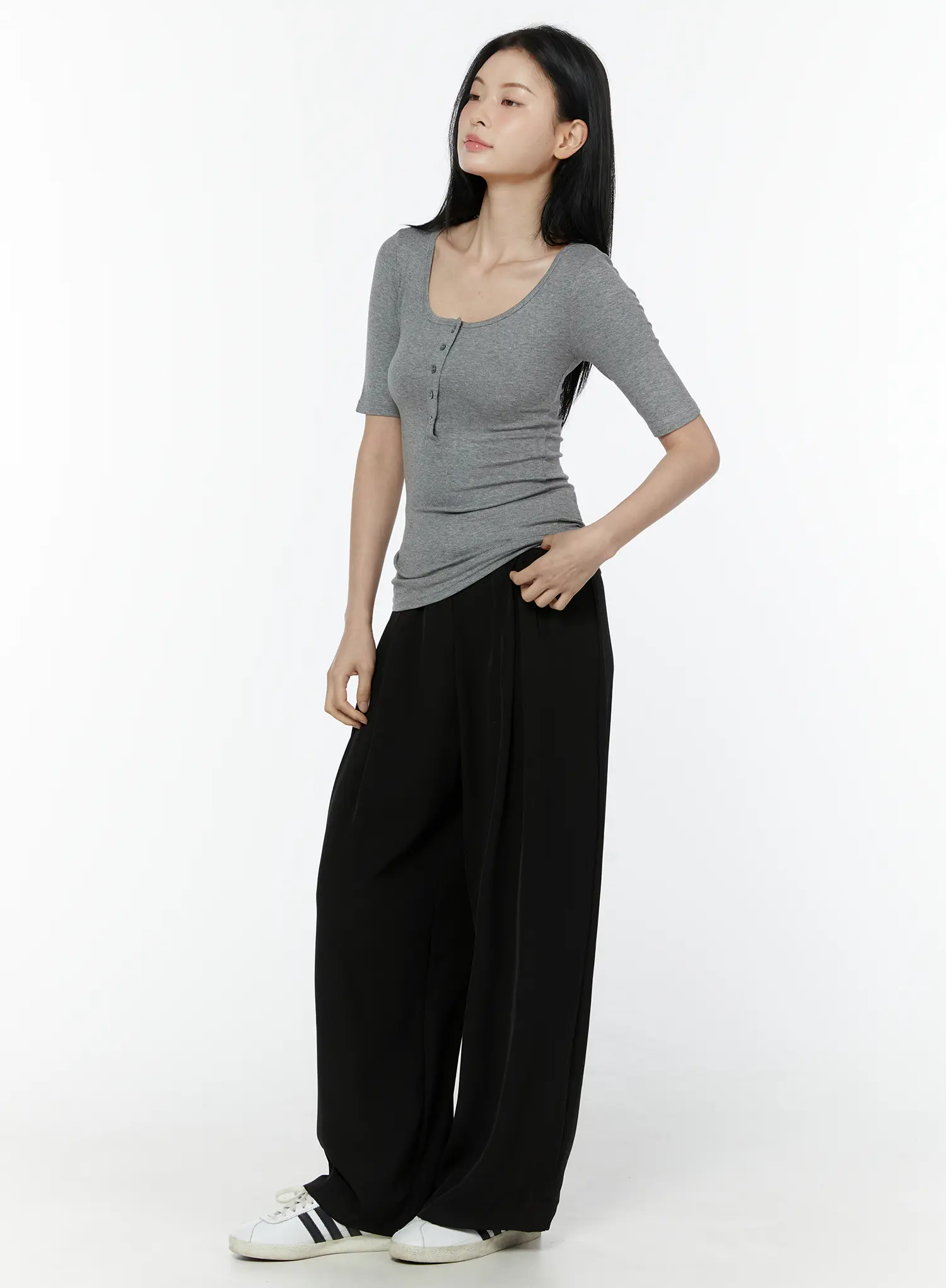High-Waist Wide-Fit Summer Slacks IU503 - Image 2