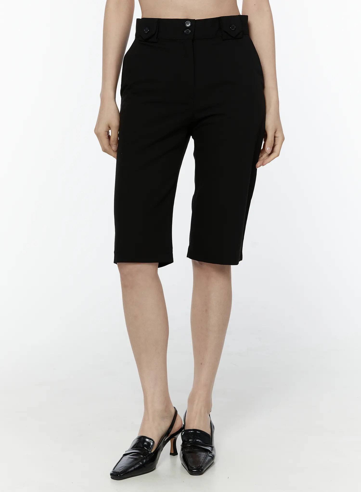 High-Waisted Button Capri Pants IU505 - Image 5