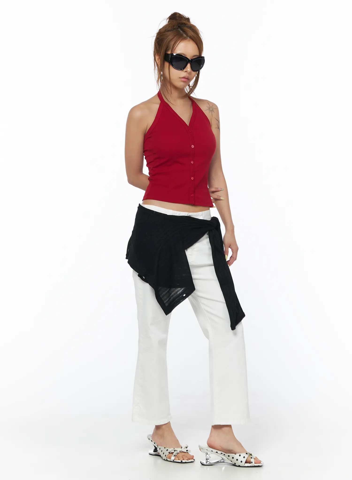 High-Waisted Capri Pants With Slit CU502 - Image 2