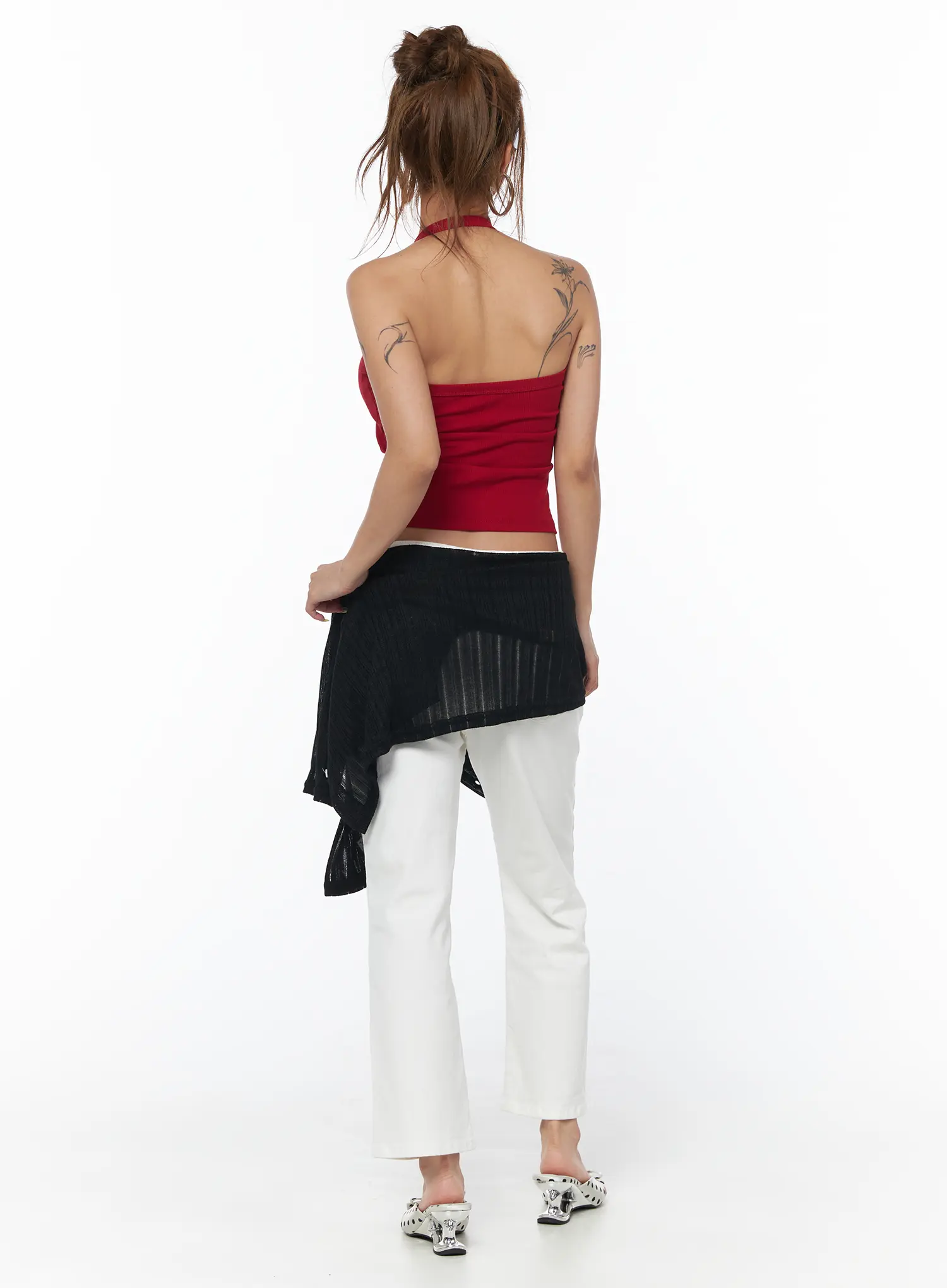 High-Waisted Capri Pants With Slit CU502 - Image 7