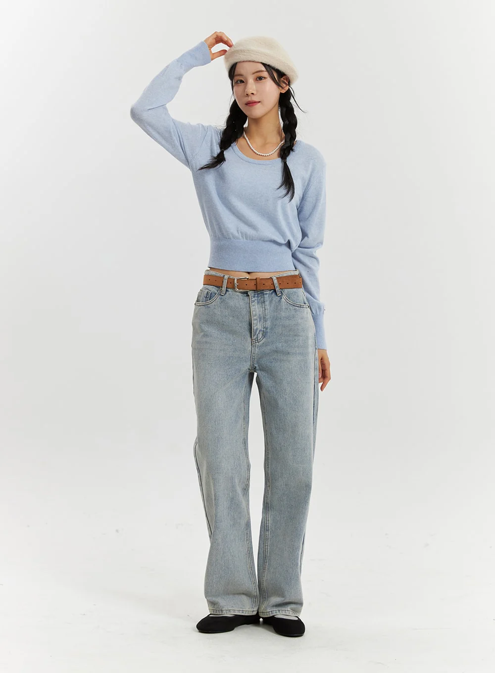 High-Waisted Full-Length Straight Leg Jeans OD320 - Image 3