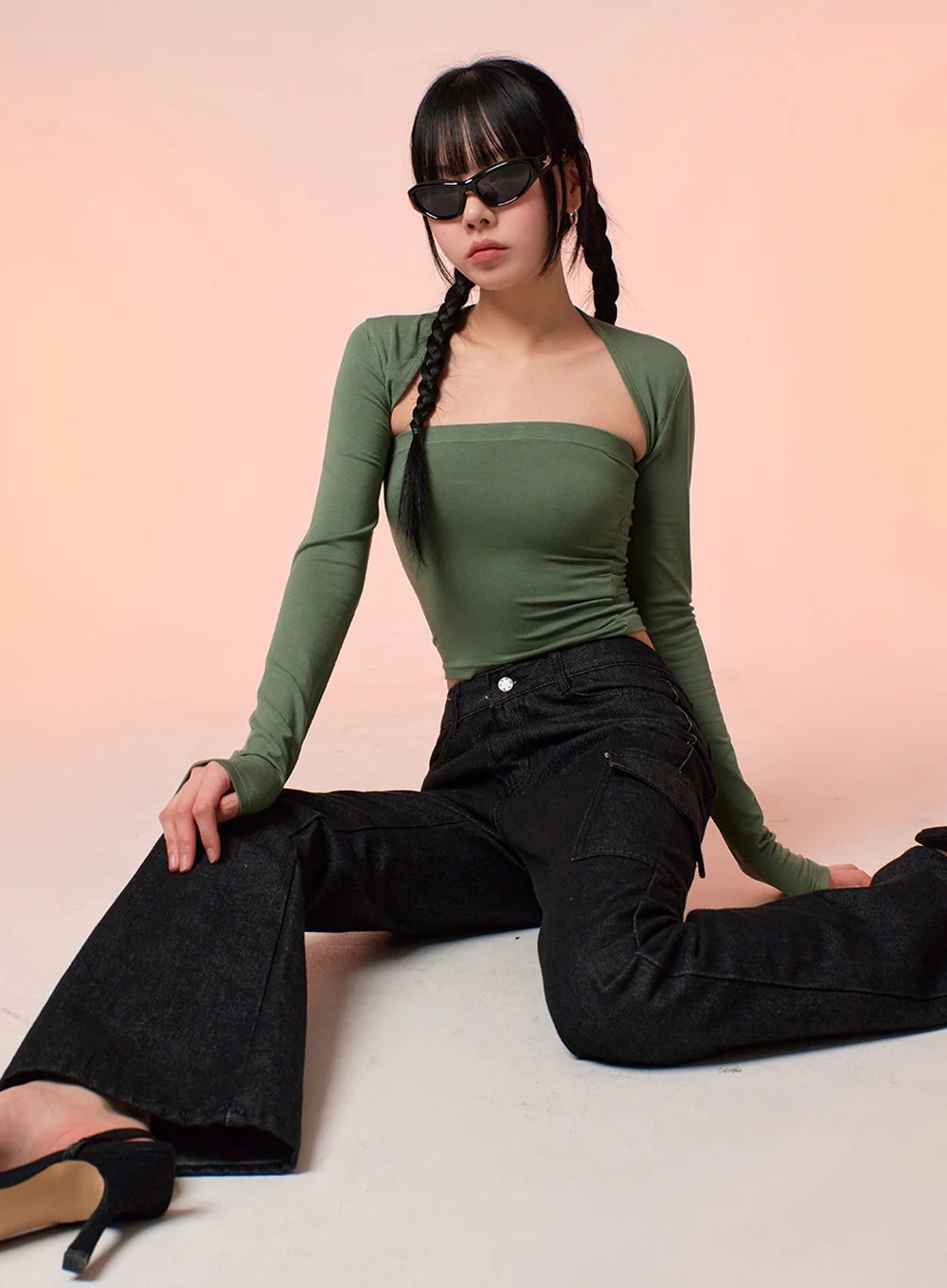 Hollow Out Shrug and Solid Tube Top IF413
