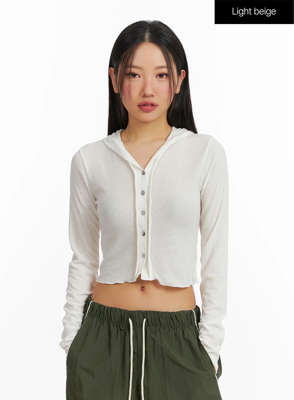 Hooded Button Crop Top CF414 - Image 10