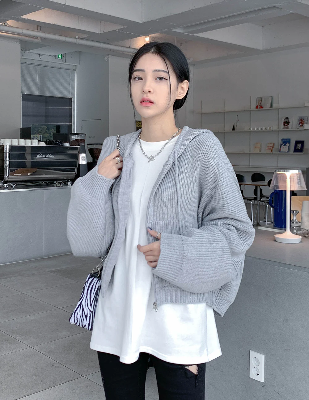 Hooded Zipper Knit Jacket CN17 - Image 10