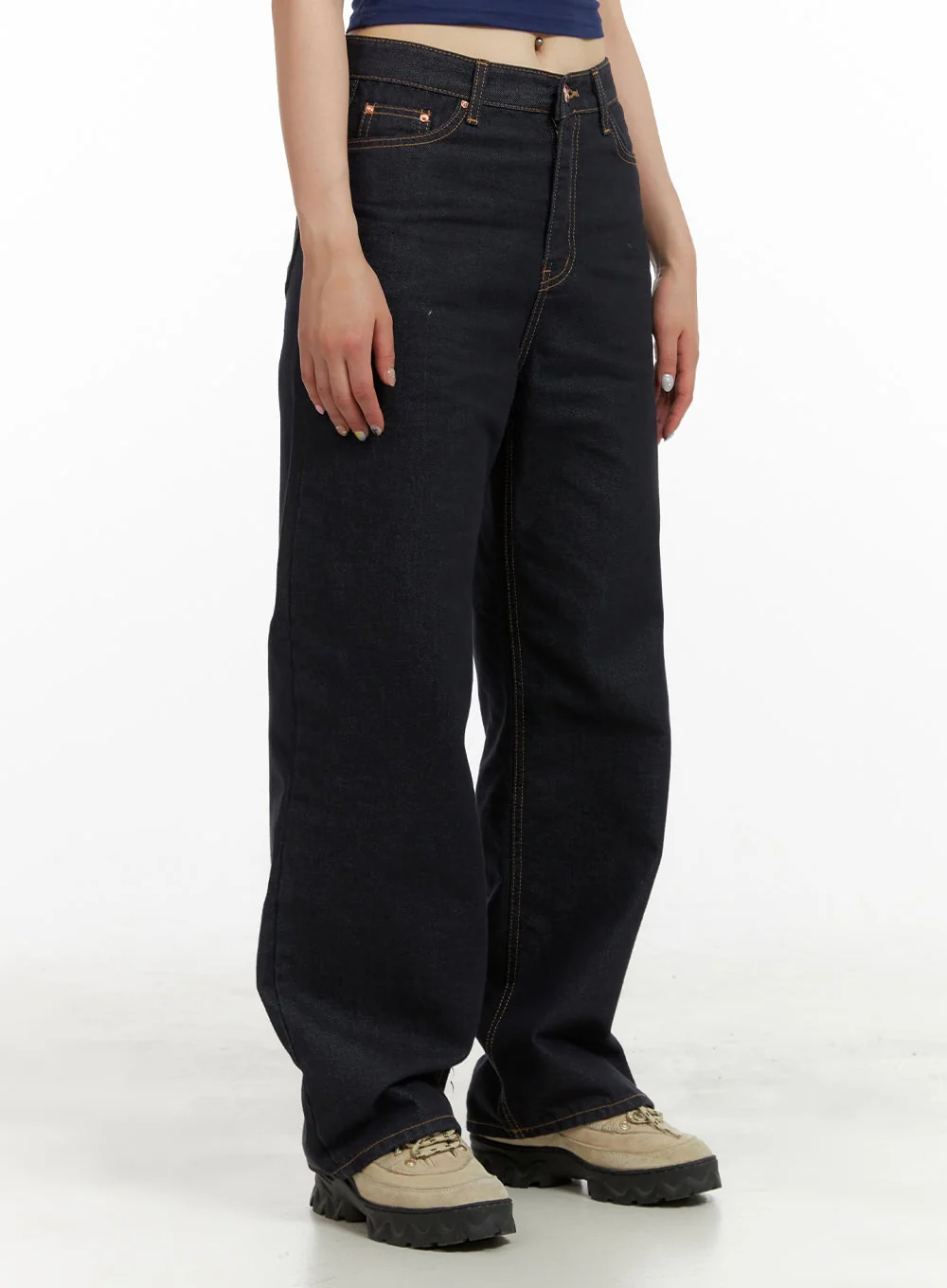Indigo Stitched Straight Jeans CU424 - Image 3