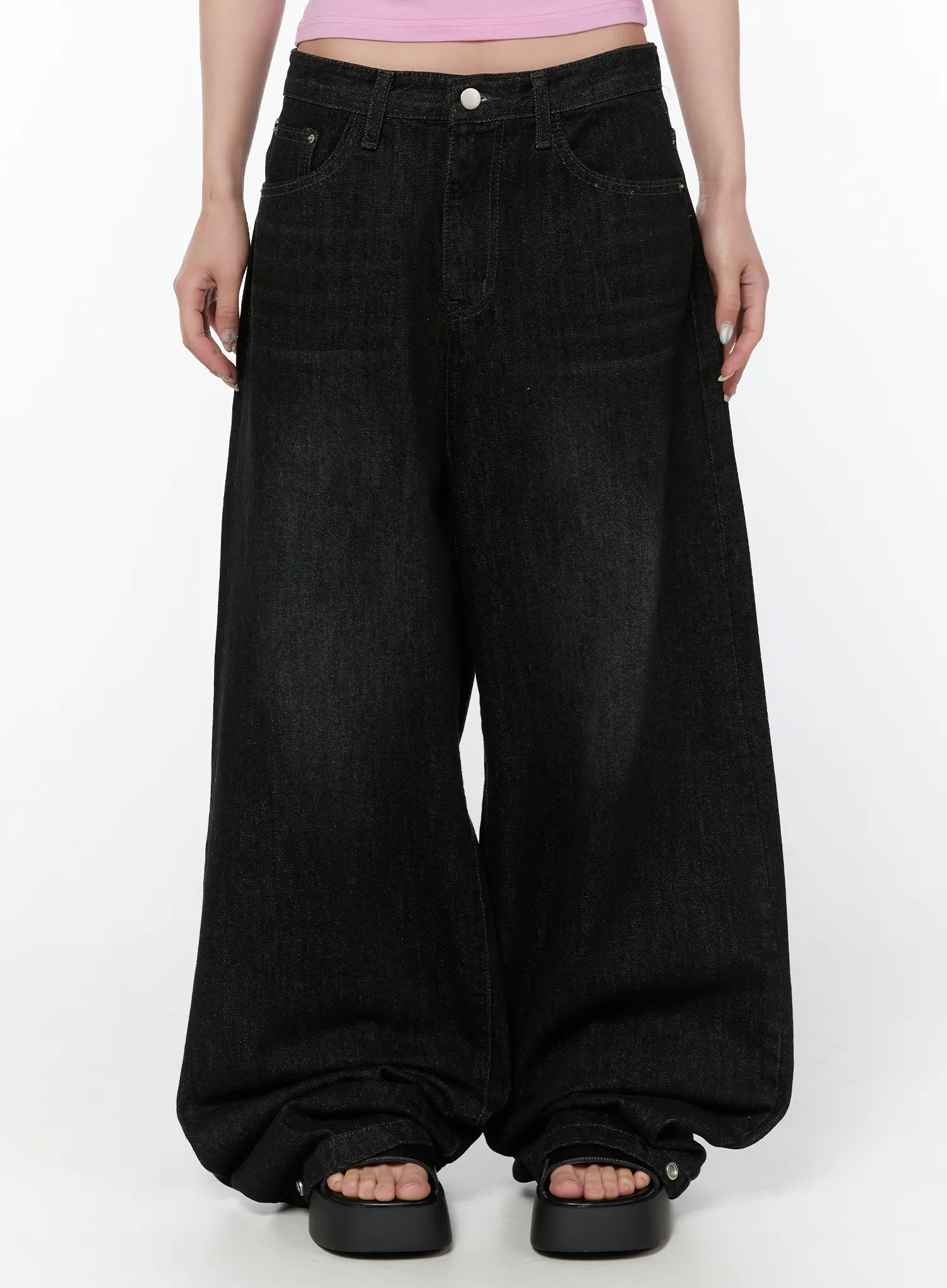 Jax Snap-Button Dark Wash Wide-Leg Jeans CY514