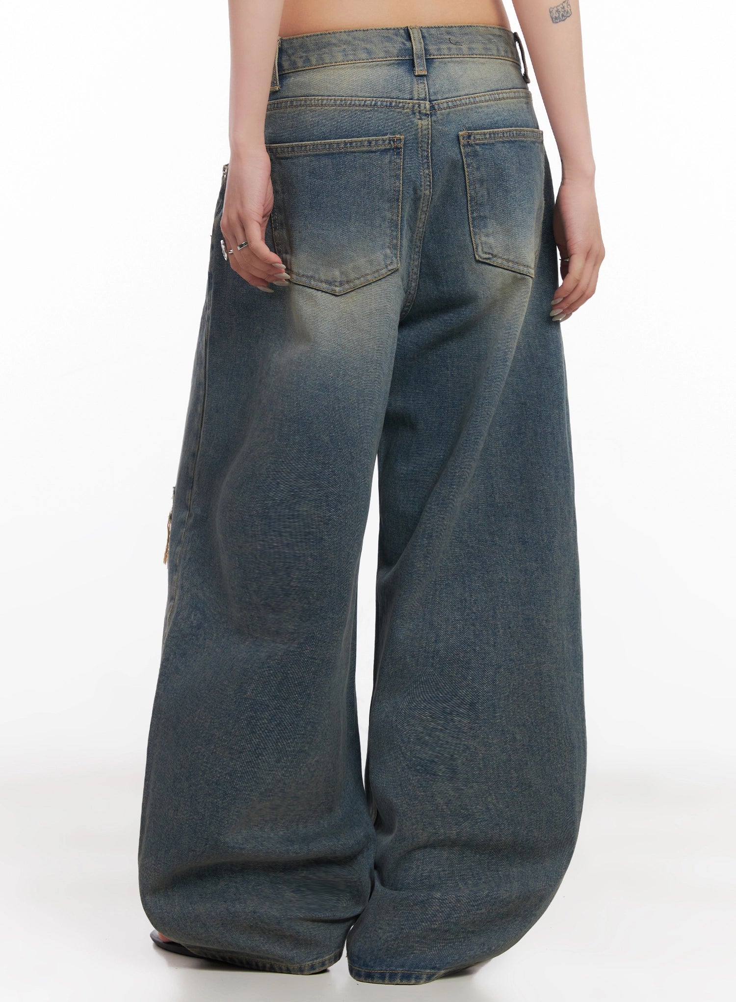 Jeemin Vintage Distressed Wide-Leg Denim Jeans IC503 - Image 12