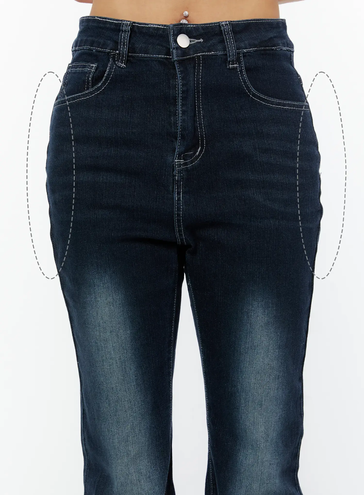 Jude Dark Wash Hip-Pad Bootcut Jeans CY520 - Image 3