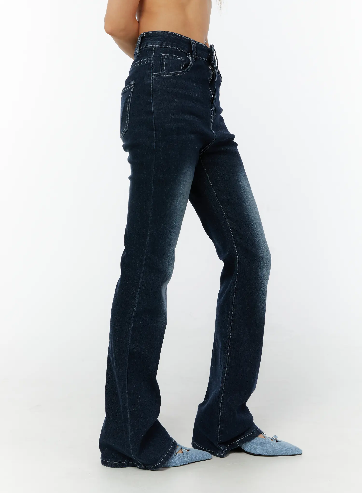 Jude Dark Wash Hip-Pad Bootcut Jeans CY520 - Image 4