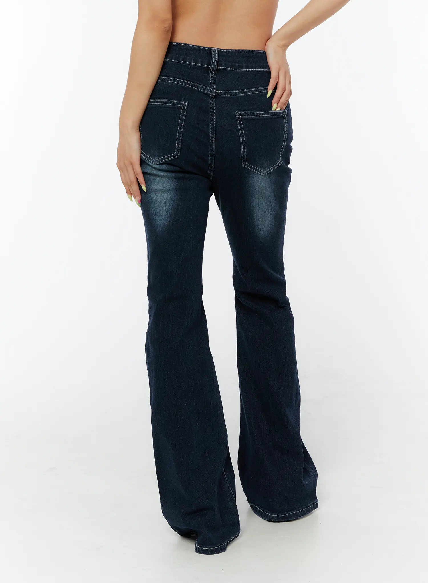 Jude Dark Wash Hip-Pad Bootcut Jeans CY520 - Image 7