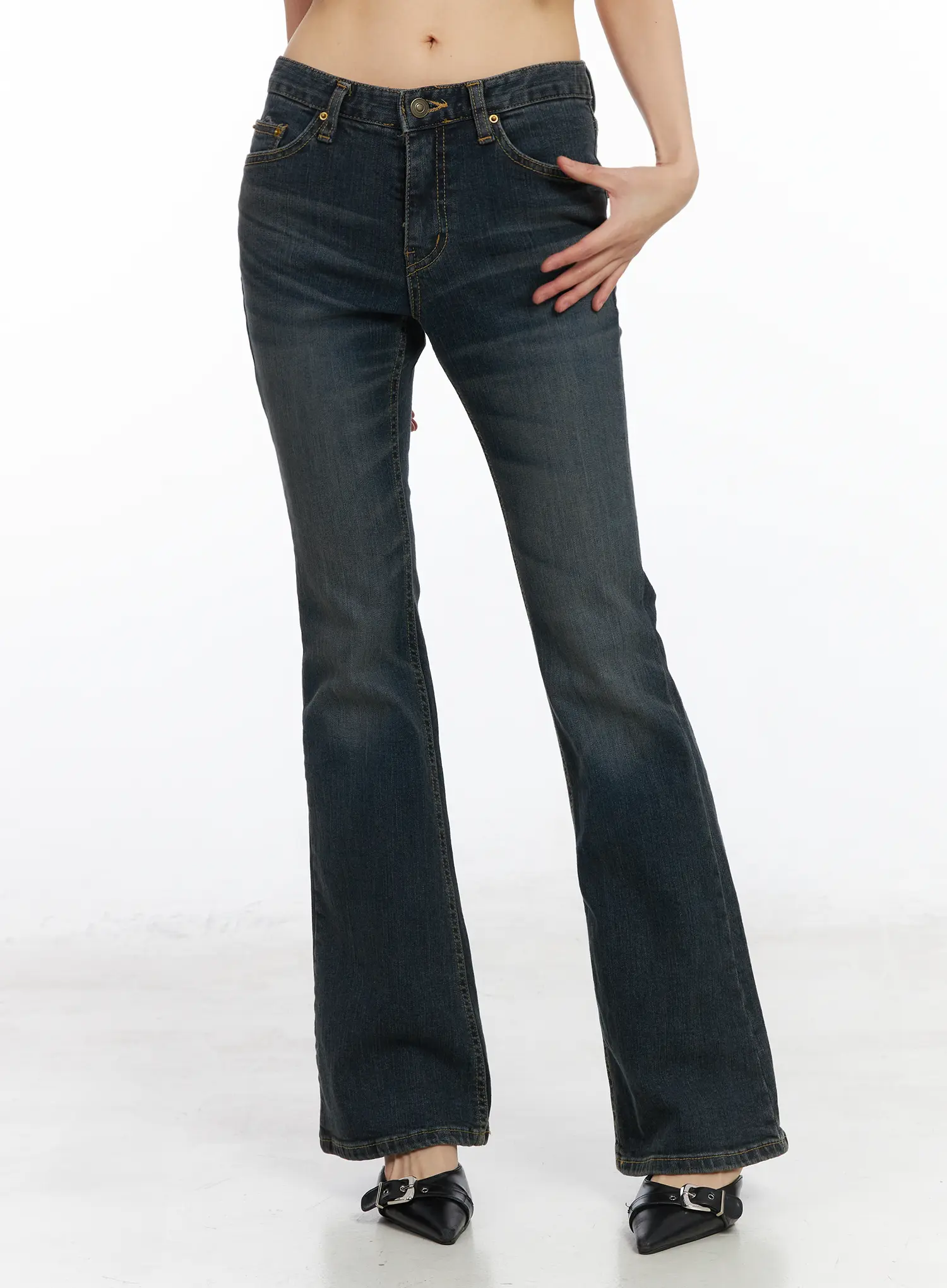 Kai Vintage Washed Flare Jeans CD515 - Image 2