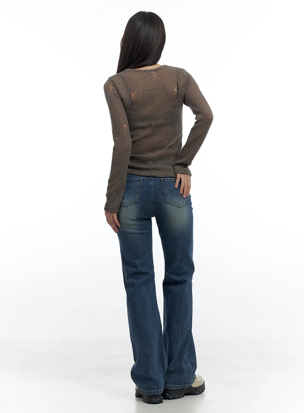 Kara Sleek Fit Washed Bootcut Cotton Jeans CS425 - Image 4