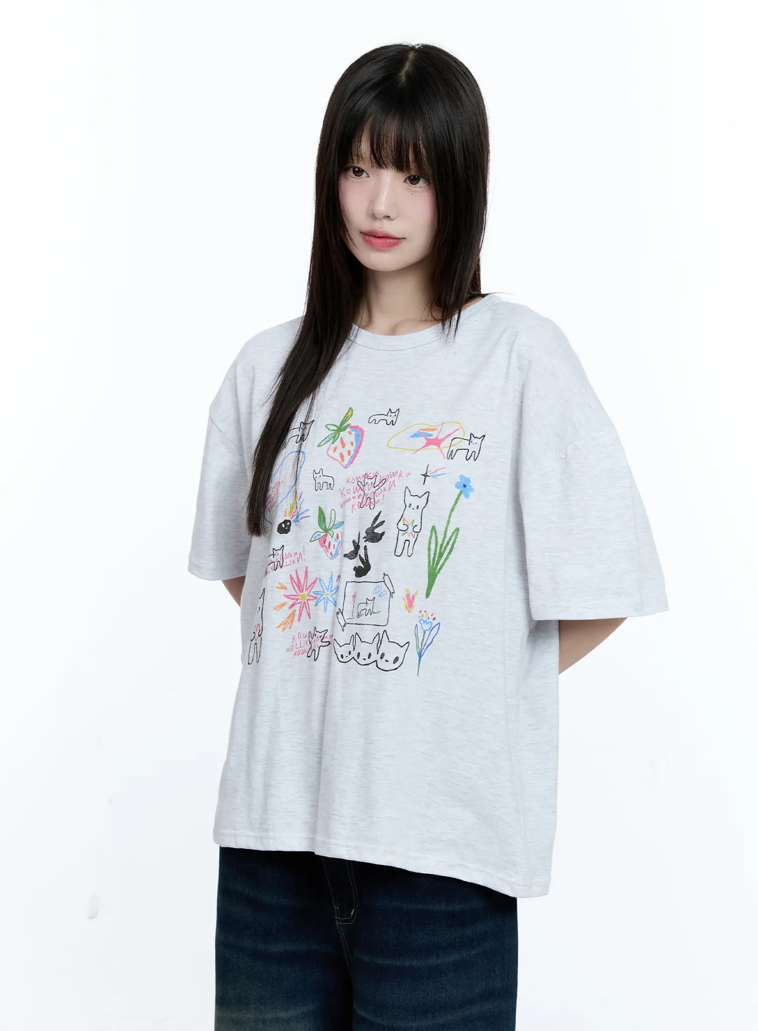 Kitty Doodle Graphic Tee CG511 - Image 11
