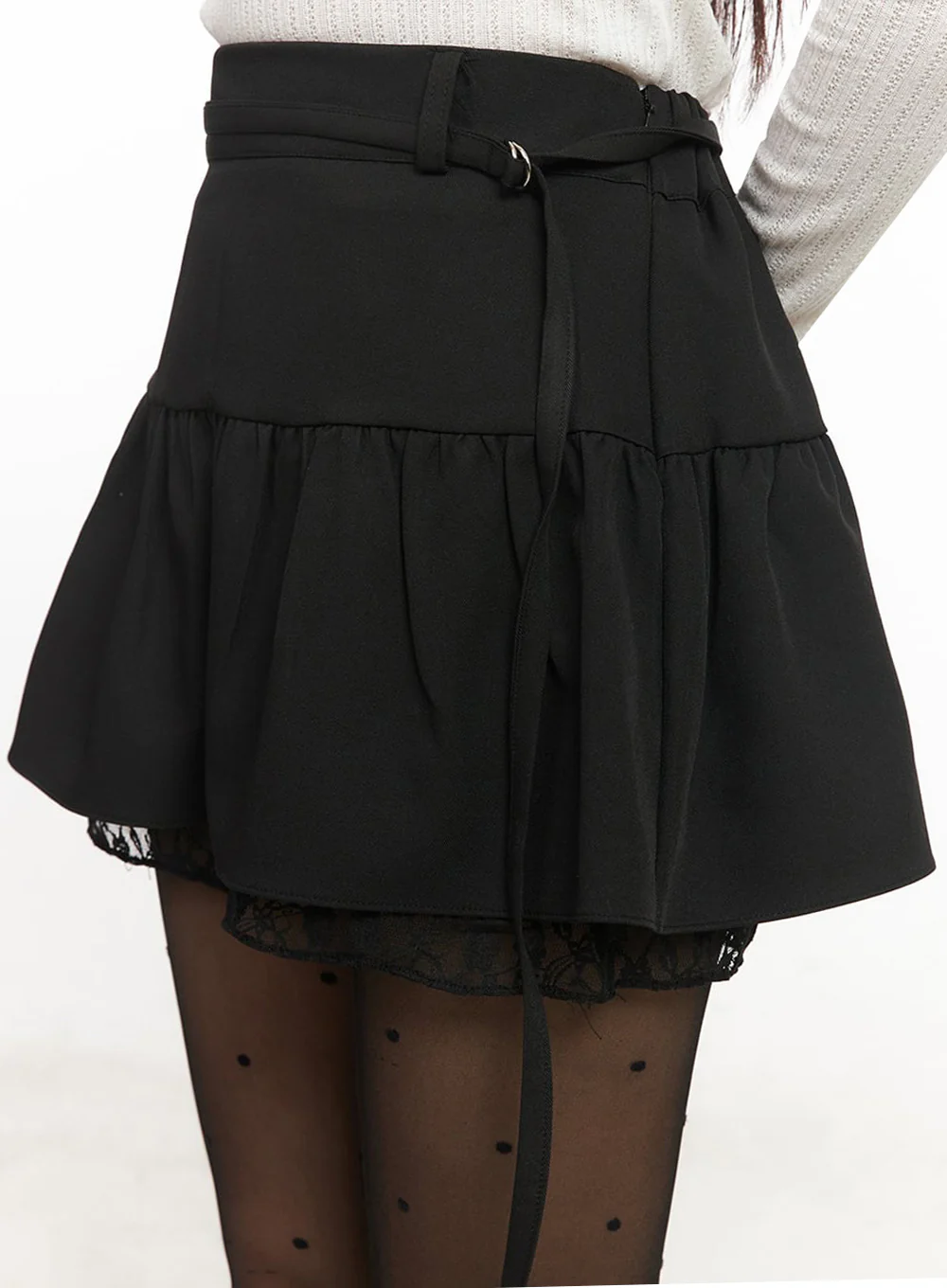 Lace Buckle Flare Mini Skirt IM524 - Image 5