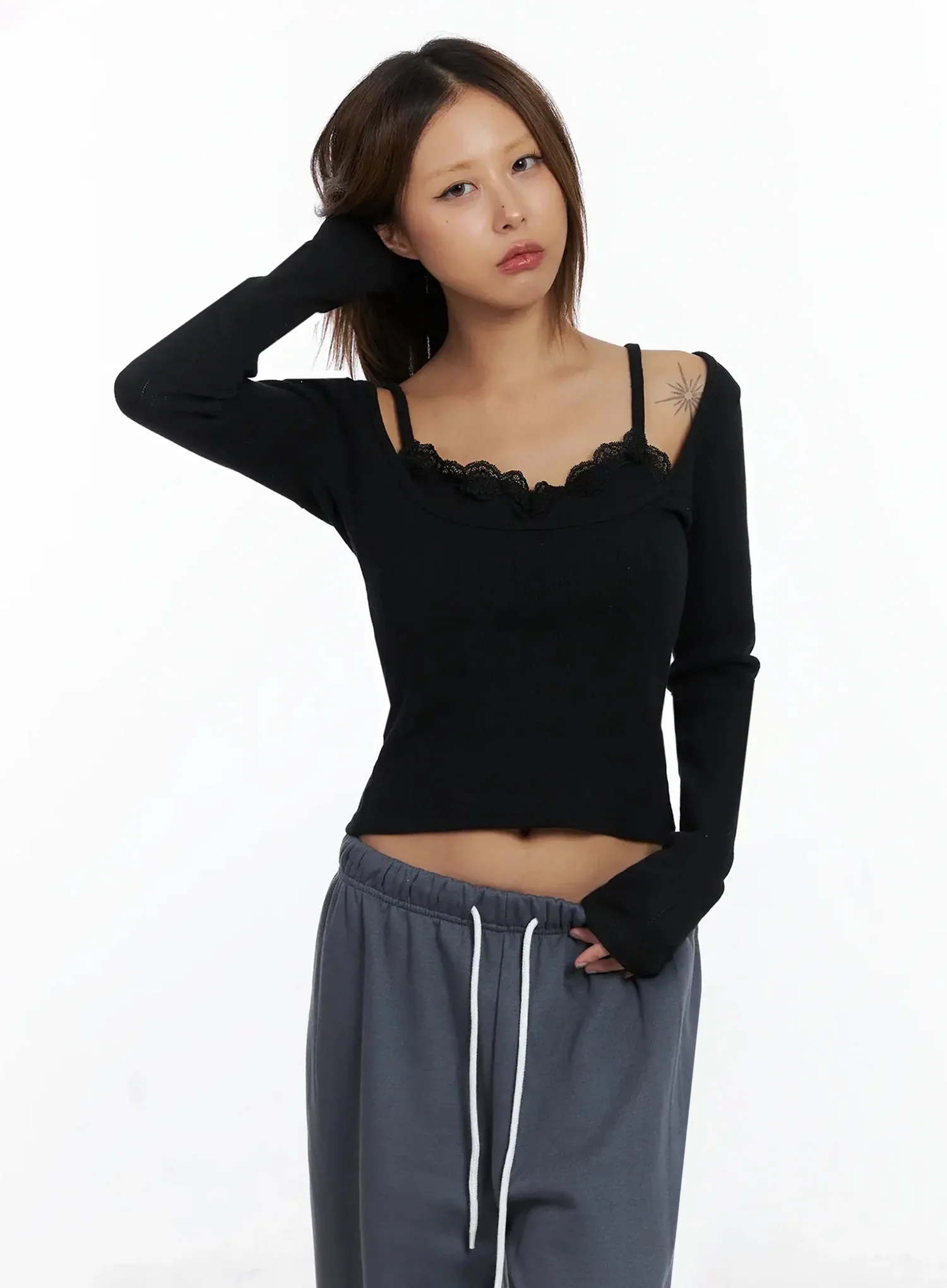 Lace Cami and Long Sleeve Set IN528 - Image 12
