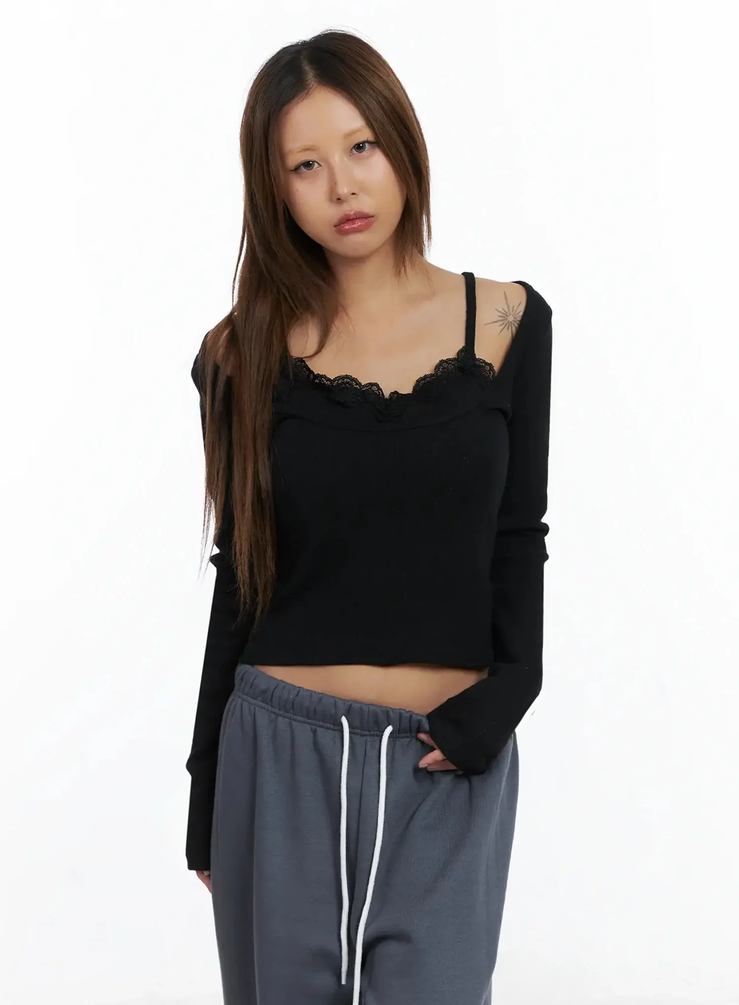 Lace Cami and Long Sleeve Set IN528 - Image 2