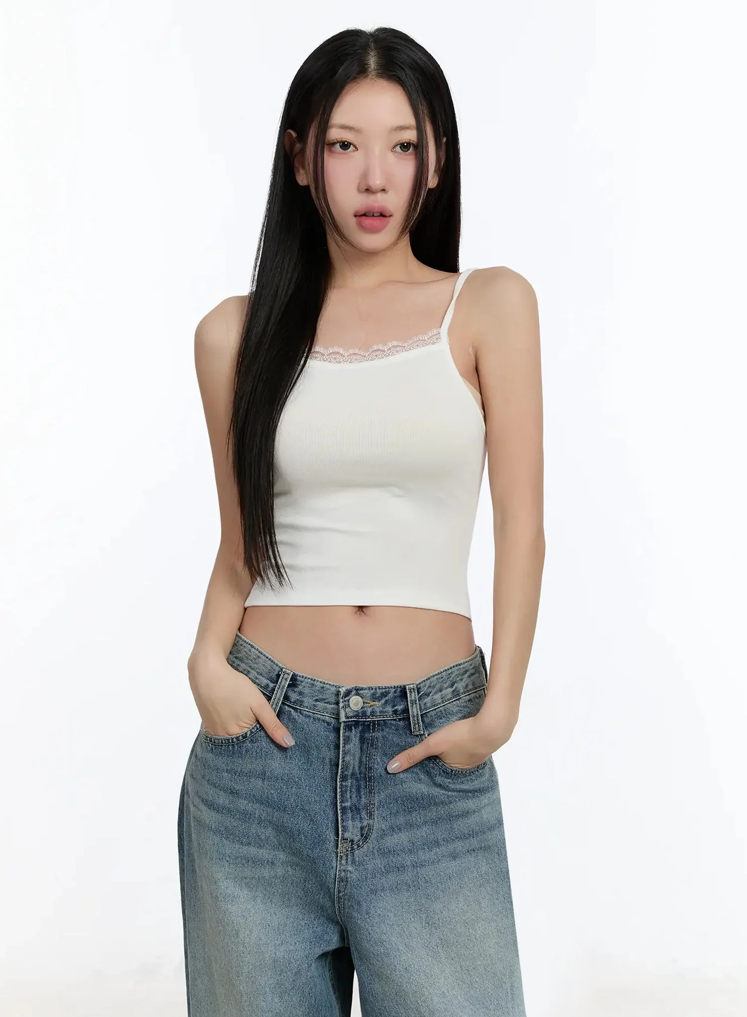 Lace Cropped Tank Top IM509 - Image 2