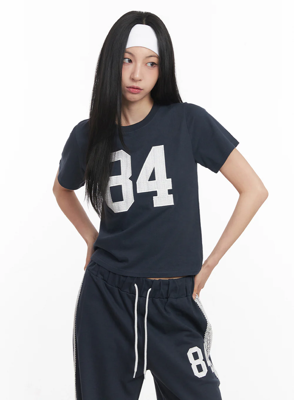 Lace Embroidered "84" Graphic Tee IY516 - Image 15