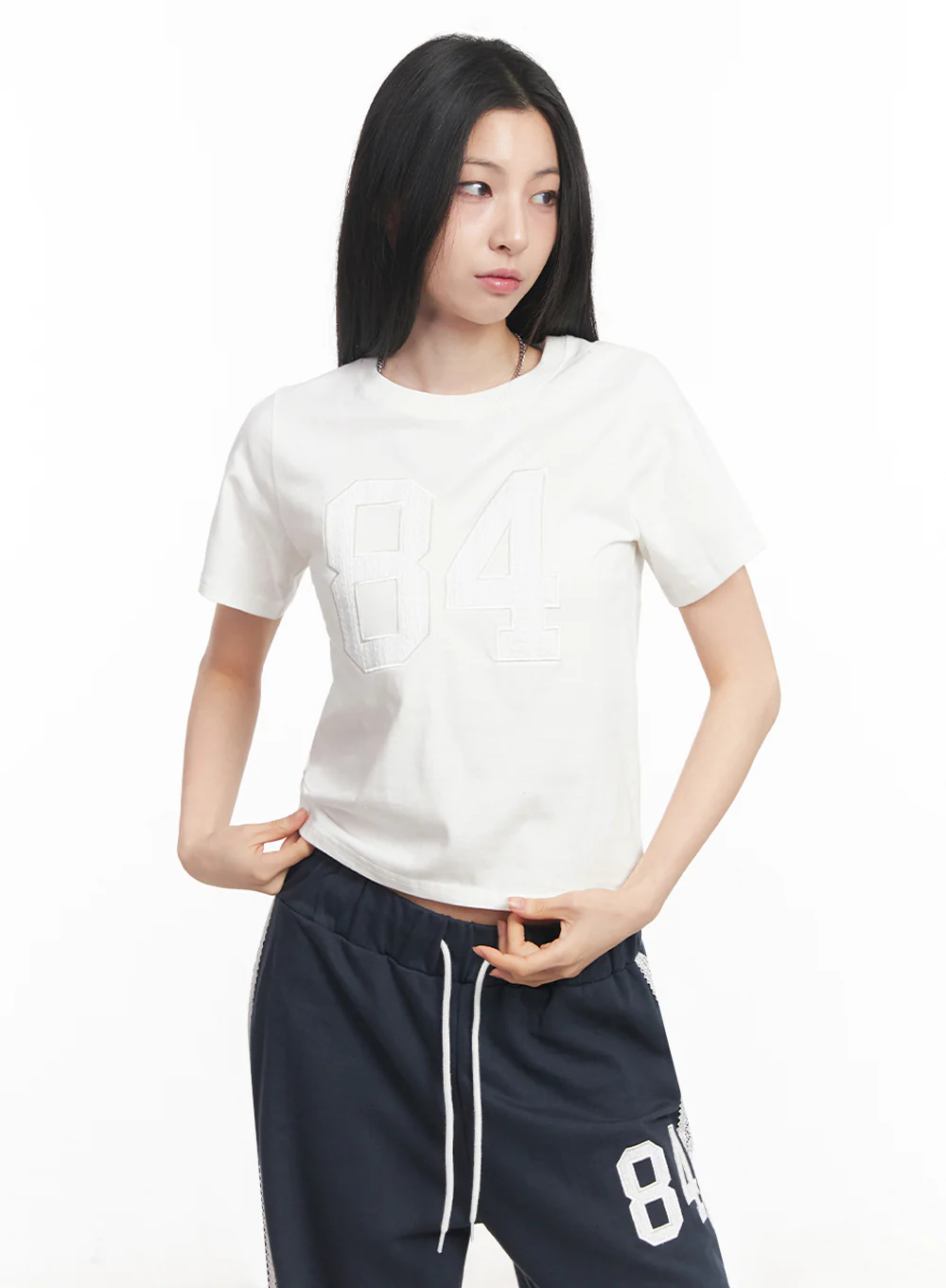 Lace Embroidered "84" Graphic Tee IY516 - Image 16
