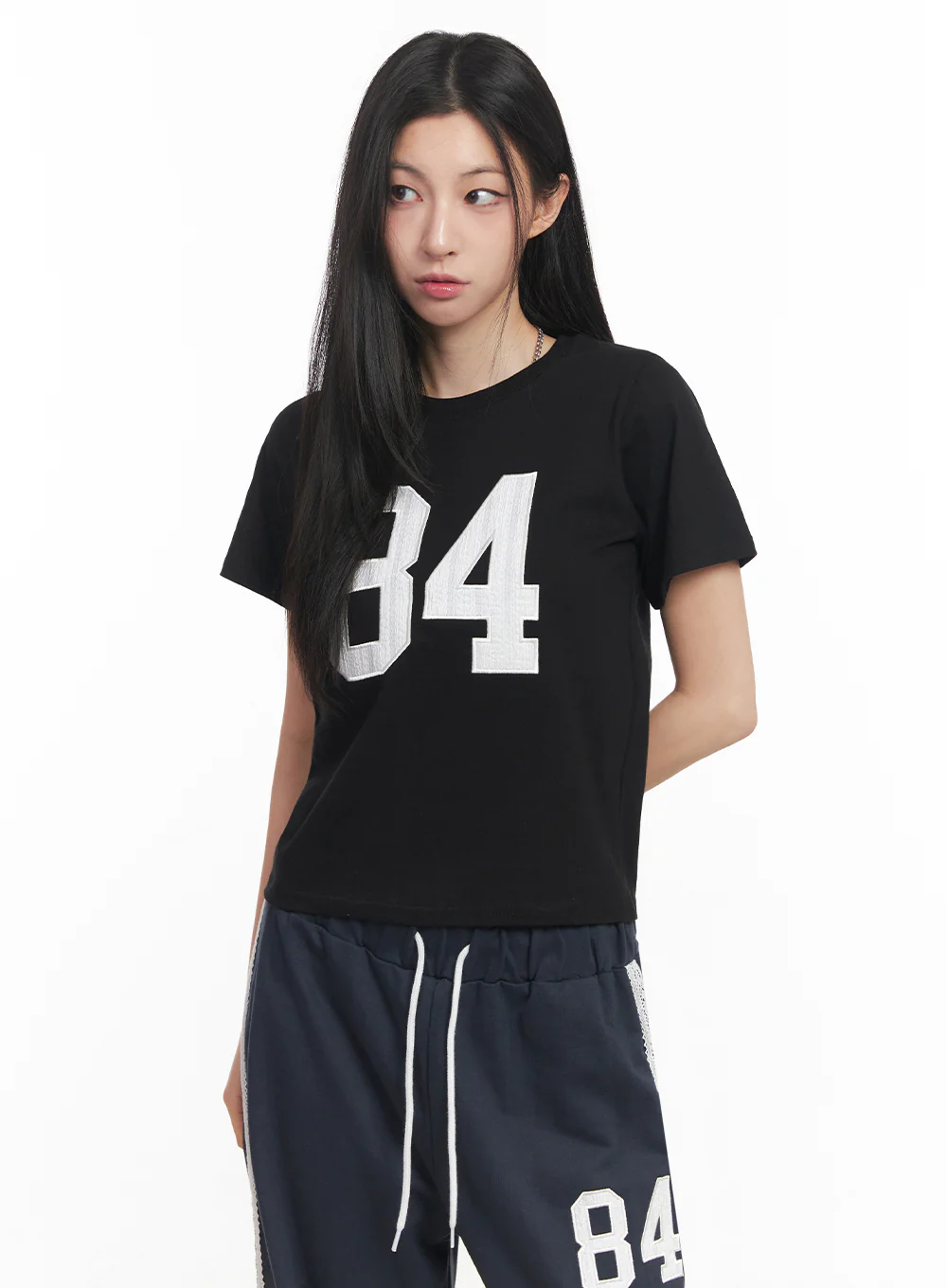 Lace Embroidered "84" Graphic Tee IY516 - Image 17