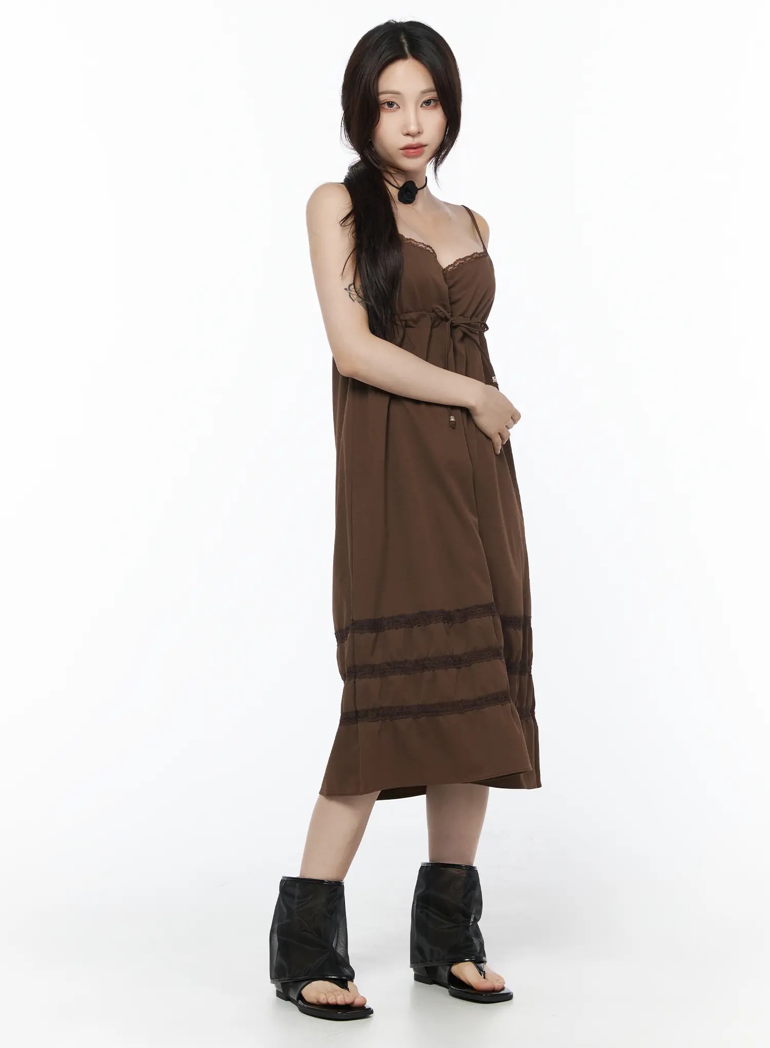 Lace Frill Long Dress CU510 - Image 11