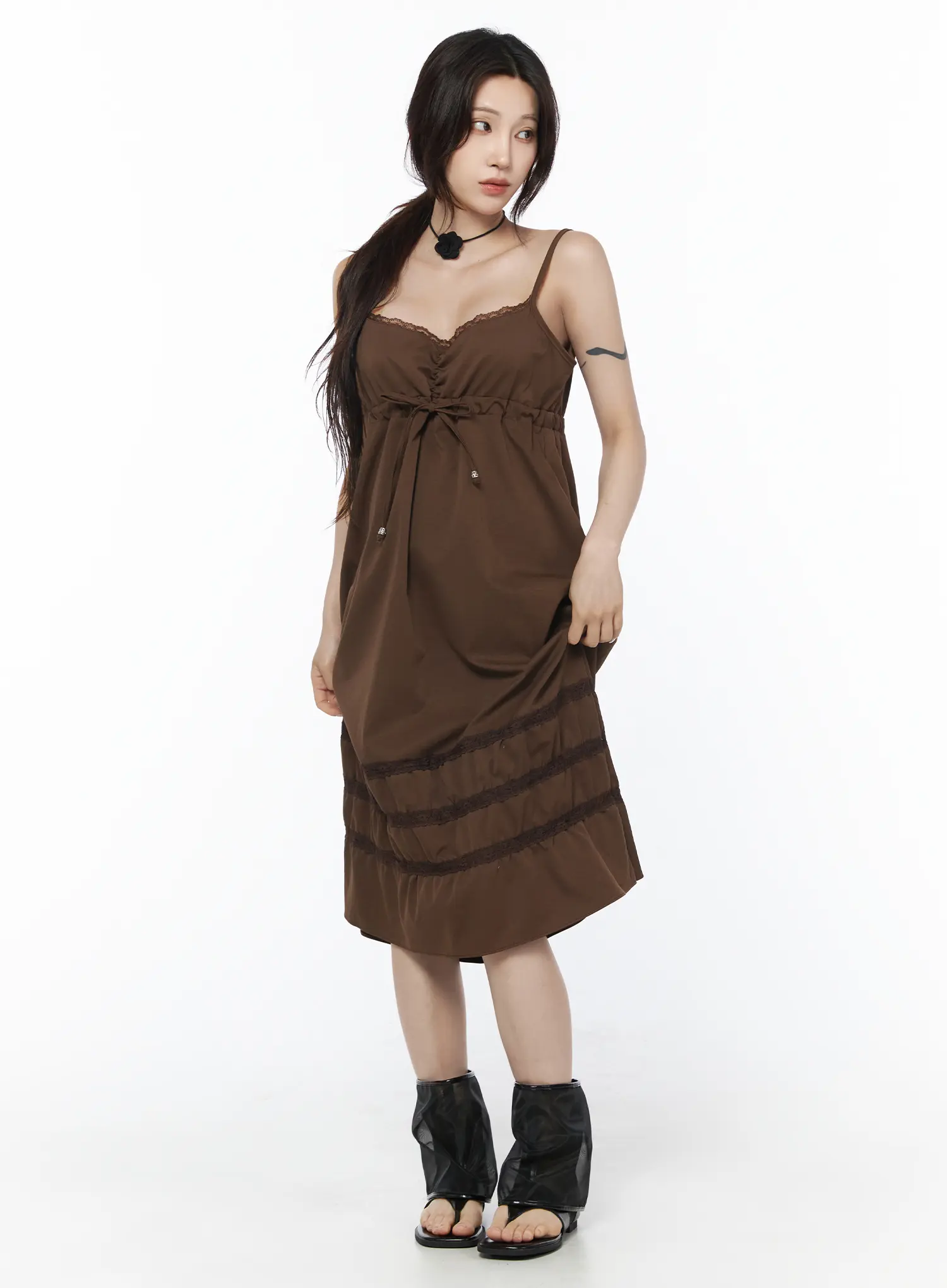 Lace Frill Long Dress CU510 - Image 2