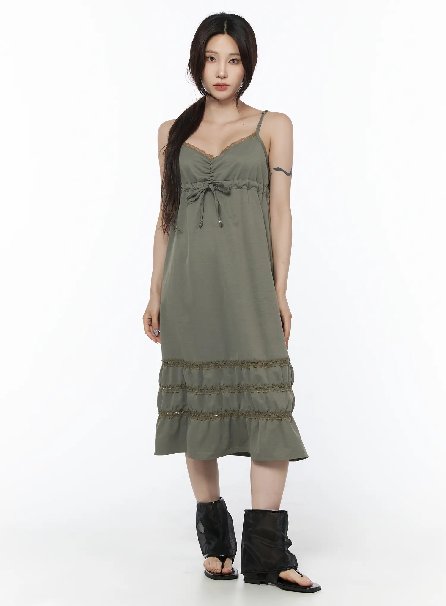 Lace Frill Long Dress CU510 - Image 5