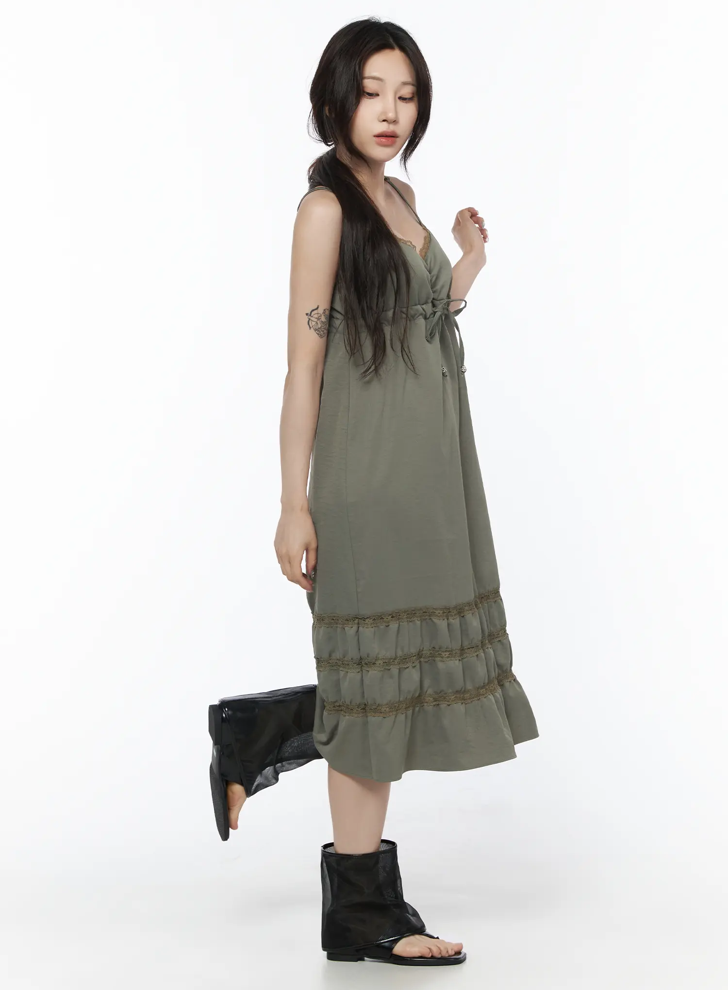 Lace Frill Long Dress CU510 - Image 6