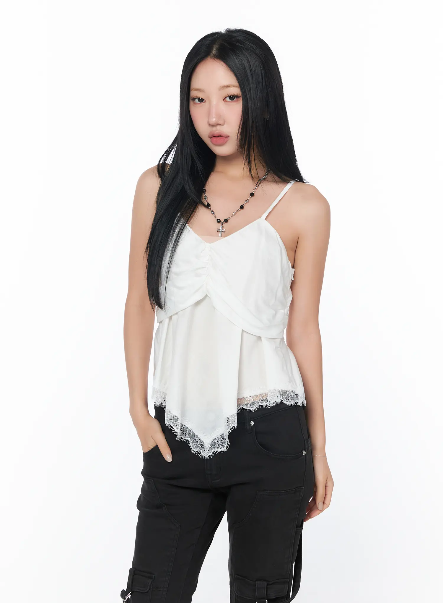 Lace Hem Crop Tank CY513 - Image 11