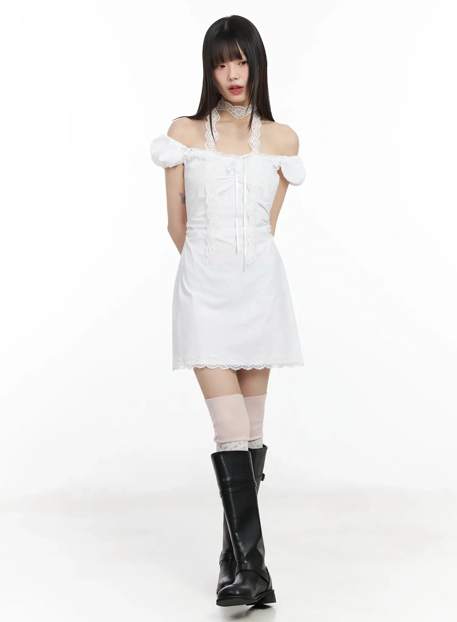 Lace Off-Shoulder Mini Dress IM523 - Image 4
