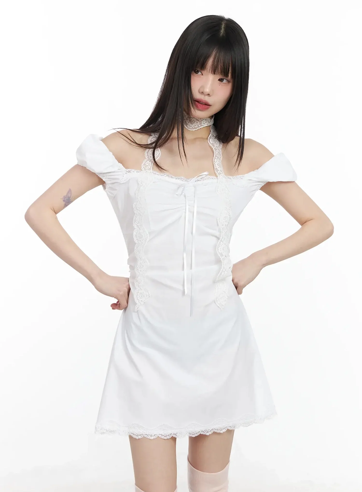 Lace Off-Shoulder Mini Dress IM523 - Image 6