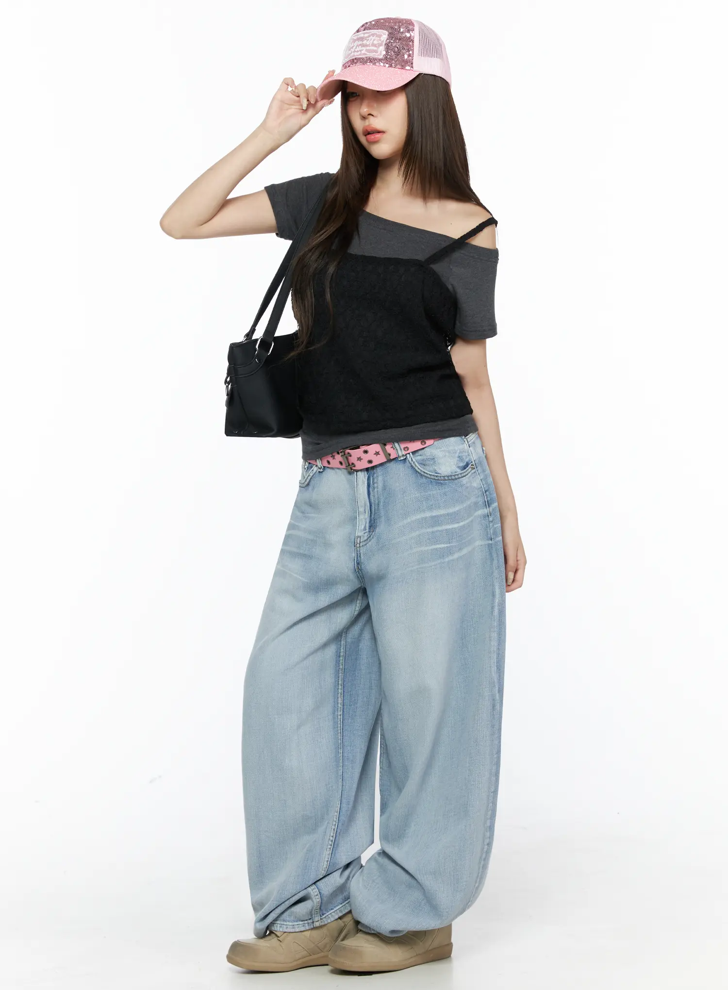 Lace Off-Shoulder Top Set IU518 - Image 11