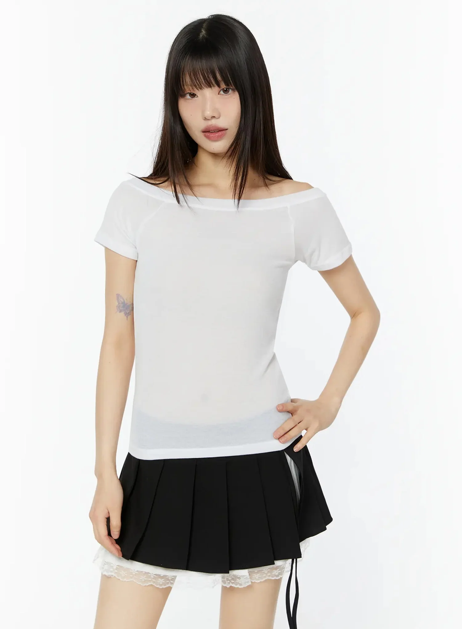 Lace Off-Shoulder Top Set IU518 - Image 2