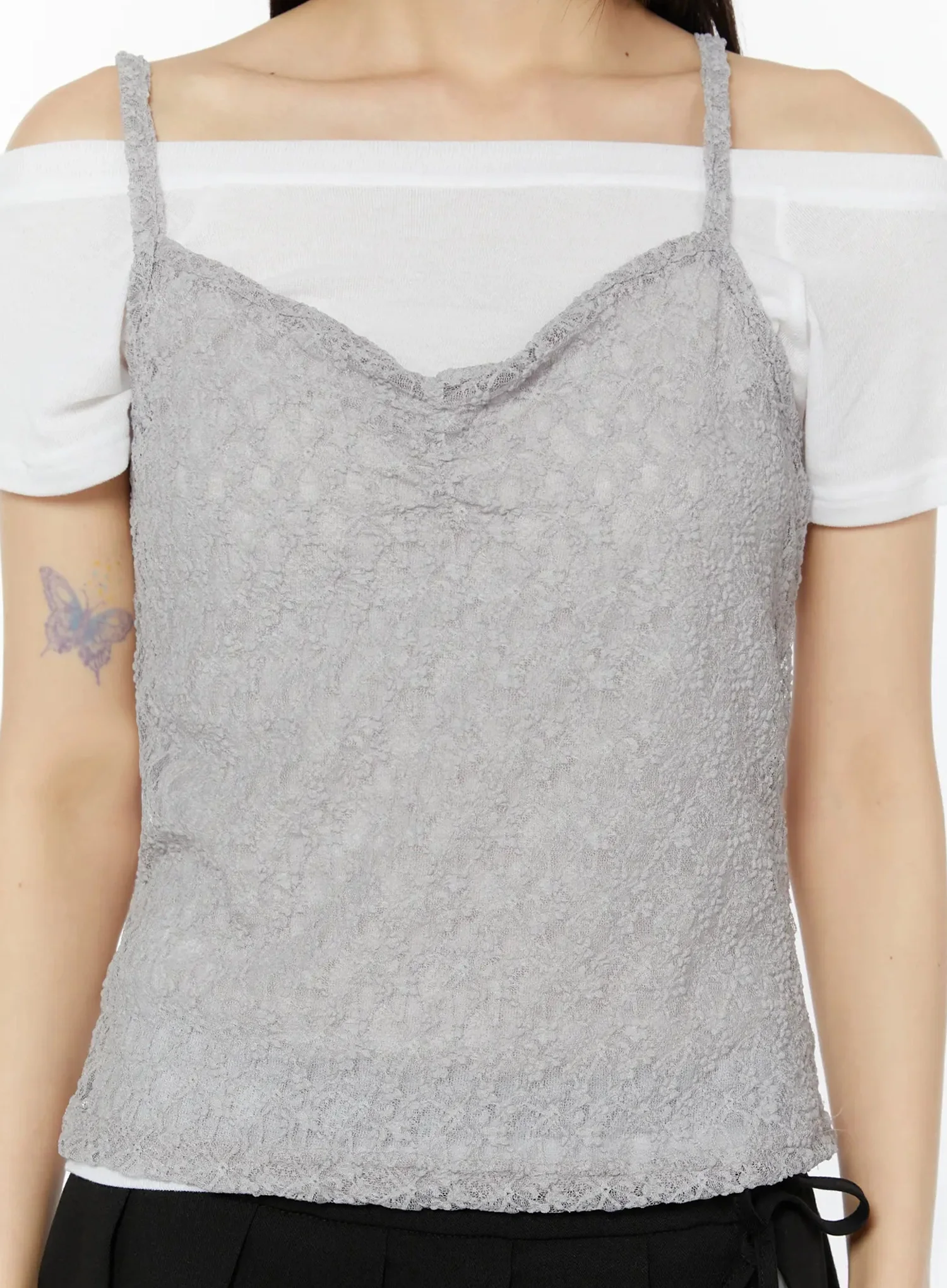 Lace Off-Shoulder Top Set IU518 - Image 6