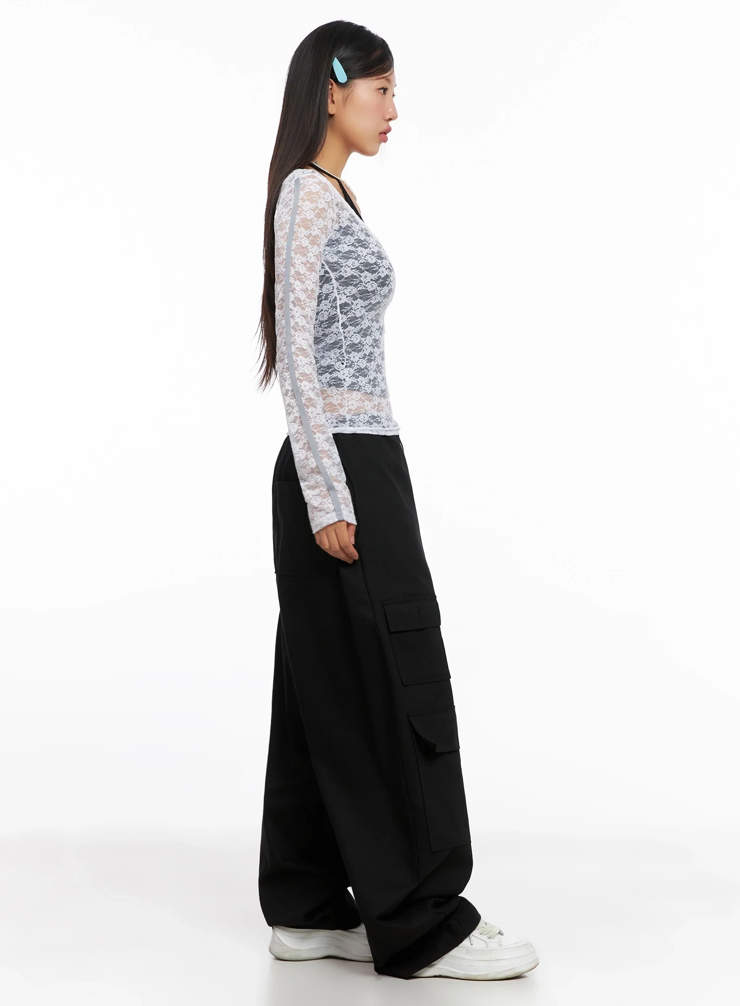 Lace Overlay Scoop Neck Top IG527 - Image 8