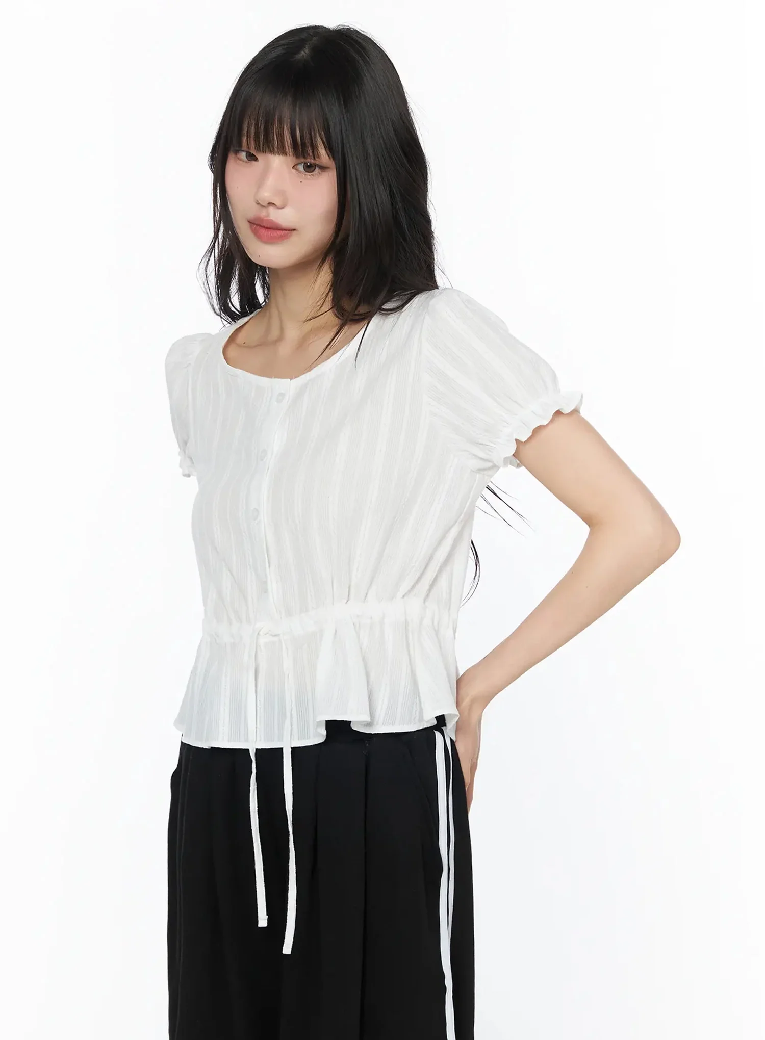 Lace Puff Sleeve Blouse IY525 - Image 2