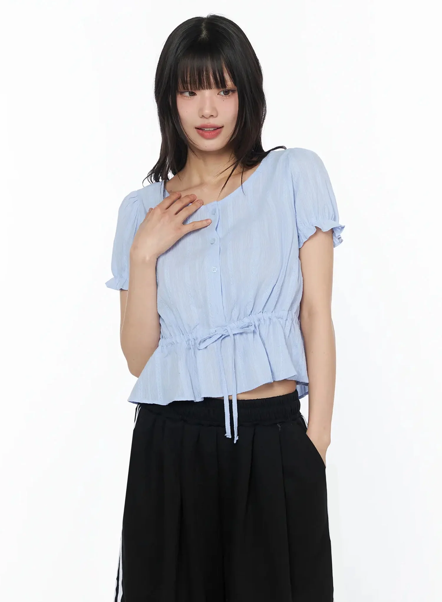 Lace Puff Sleeve Blouse IY525 - Image 3