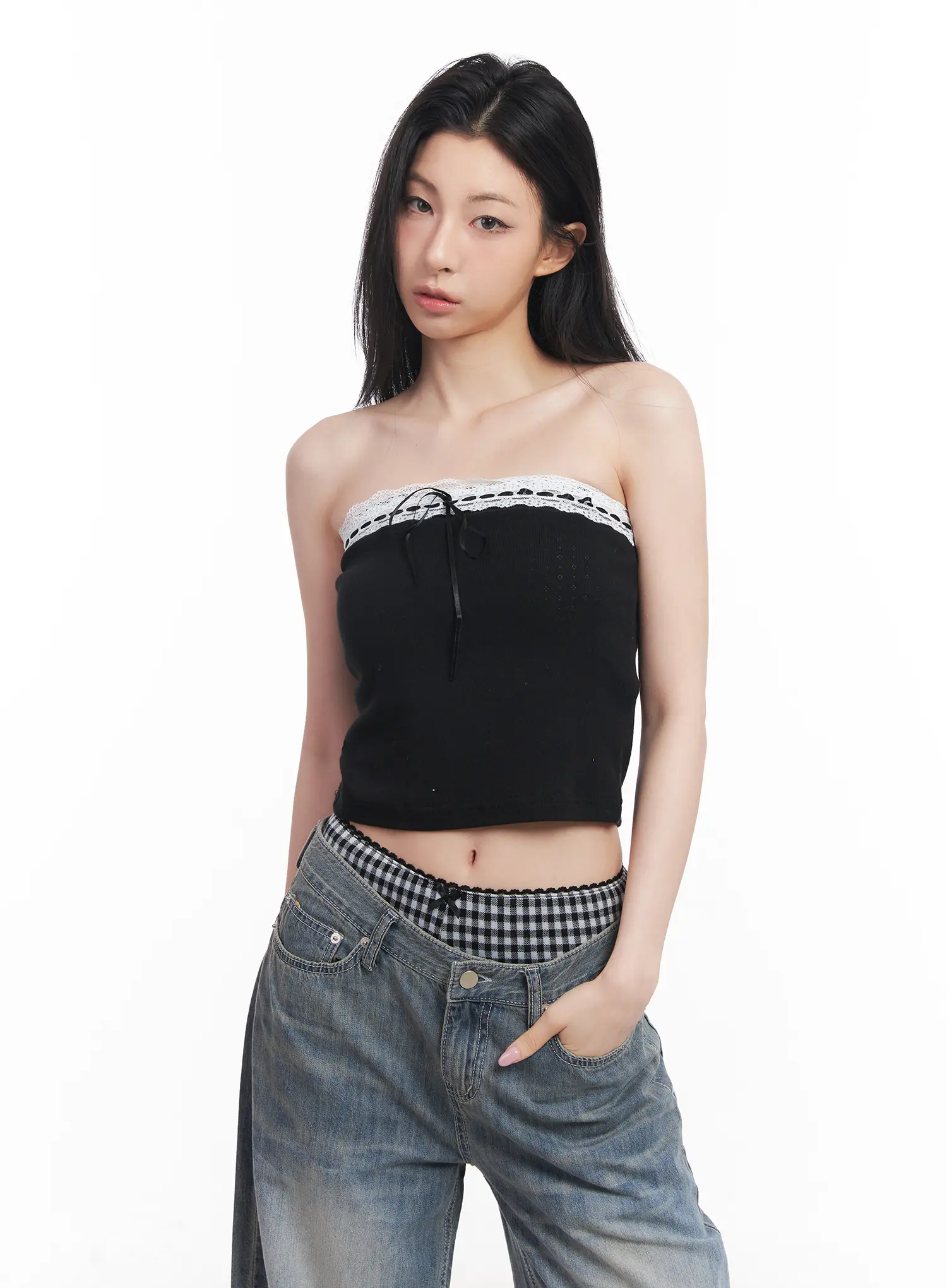 Lace Ribbon Tube Top CU510 - Image 13
