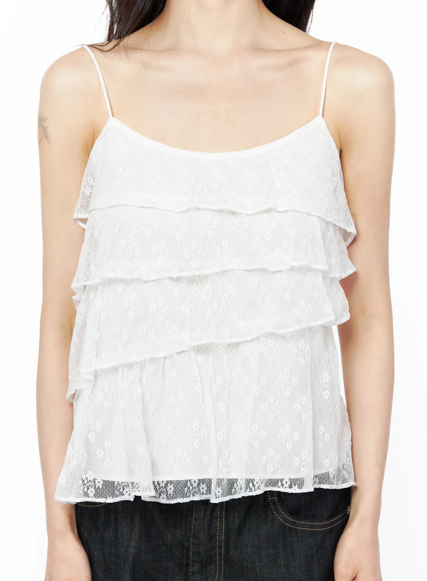 Lace Ruffle Sleeveless Blouse CU511 - Image 4