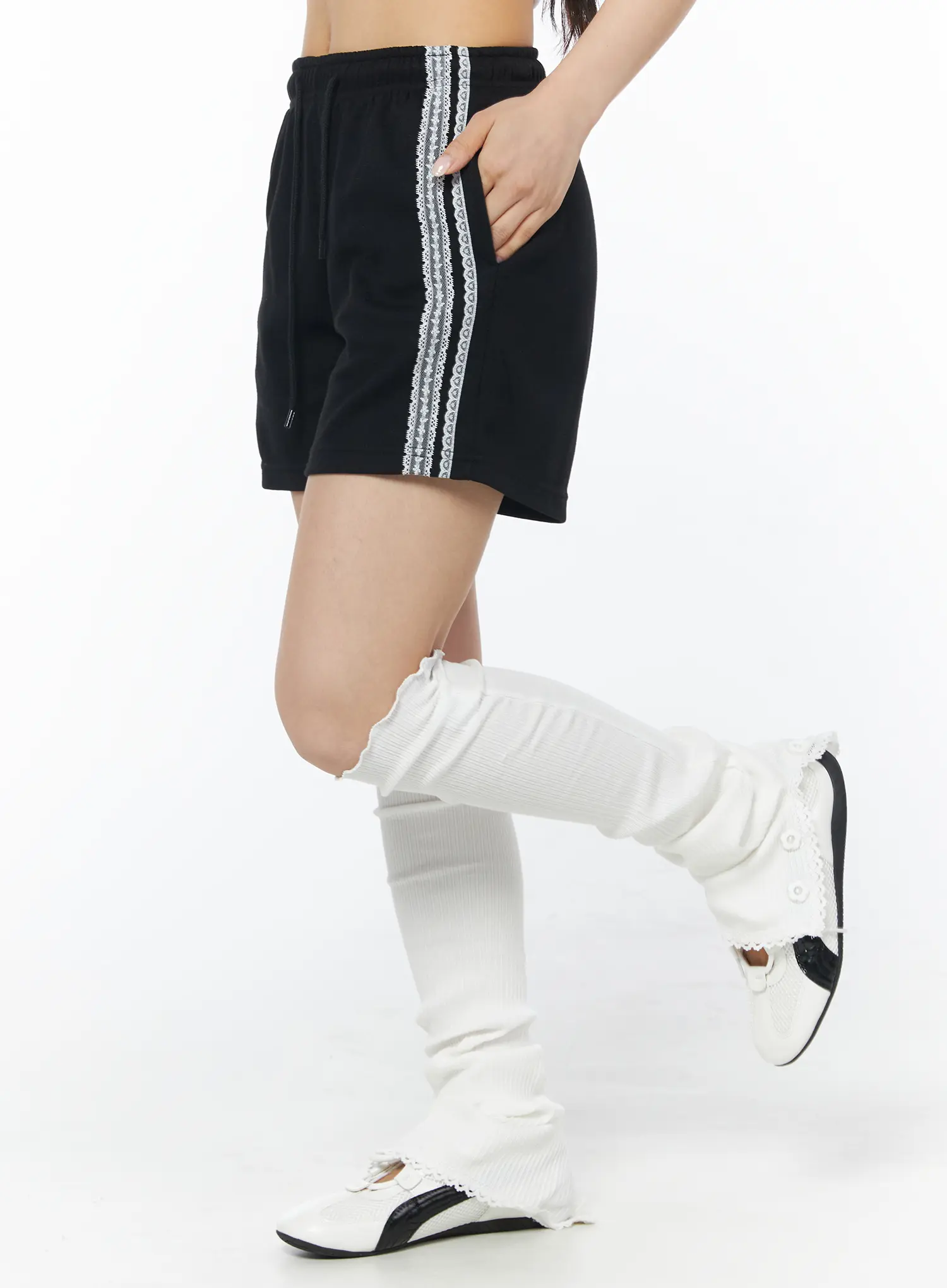 Lace Side Stripe Athletic Shorts CD805