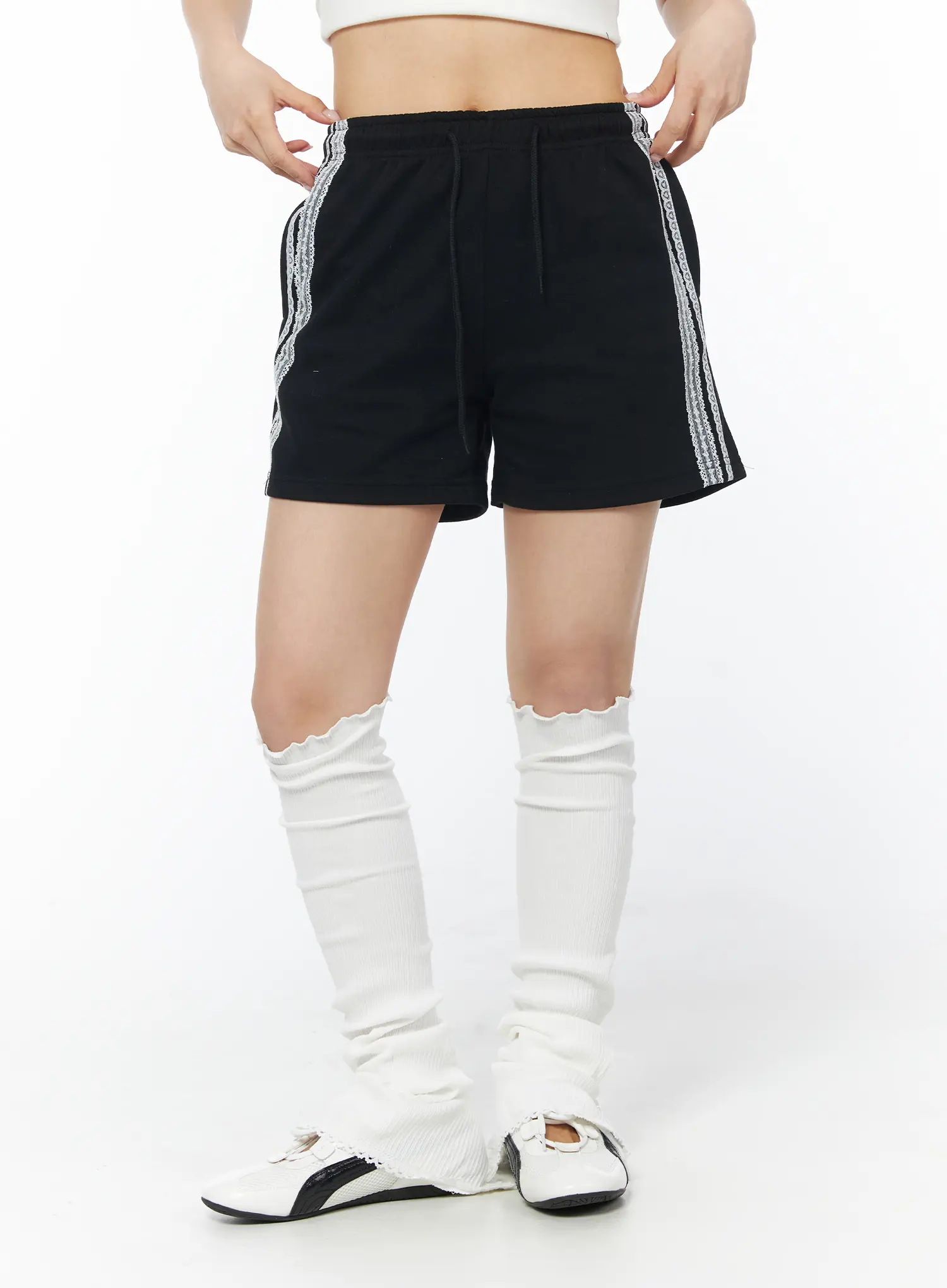 Lace Side Stripe Athletic Shorts CD805 - Image 9