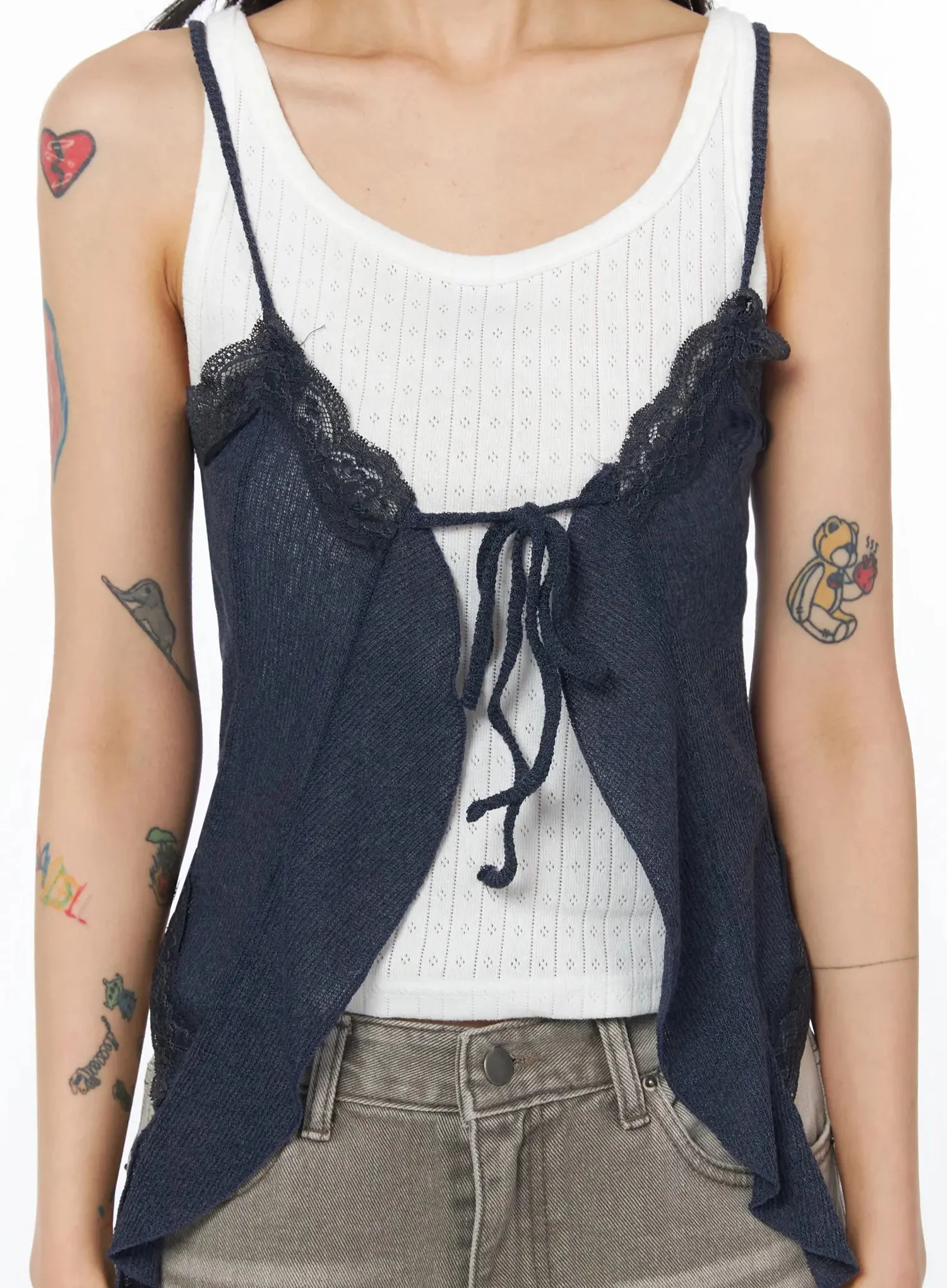 Lace Trim Chiffon Cami Top IU508 - Image 5
