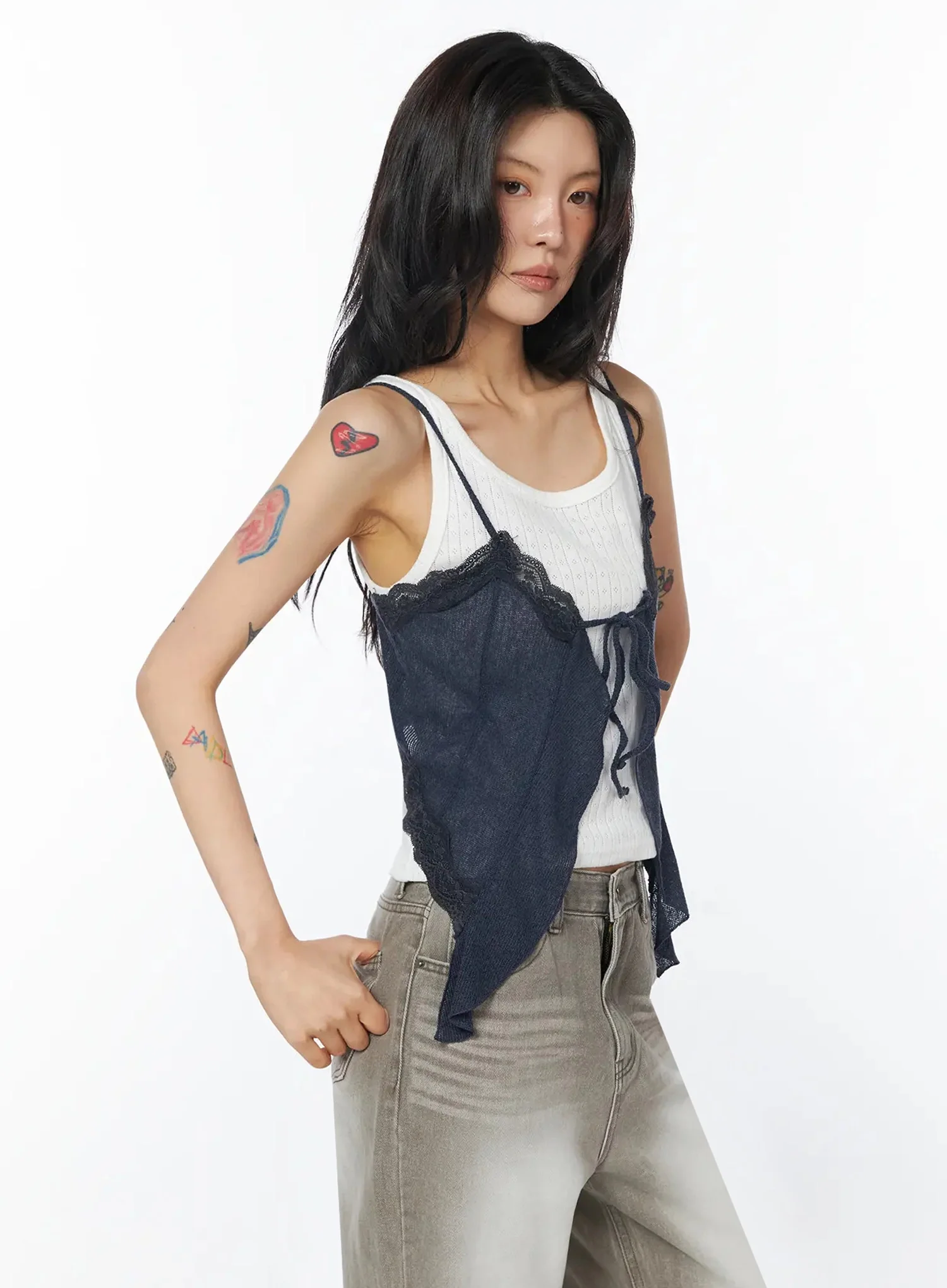 Lace Trim Chiffon Cami Top IU508 - Image 7